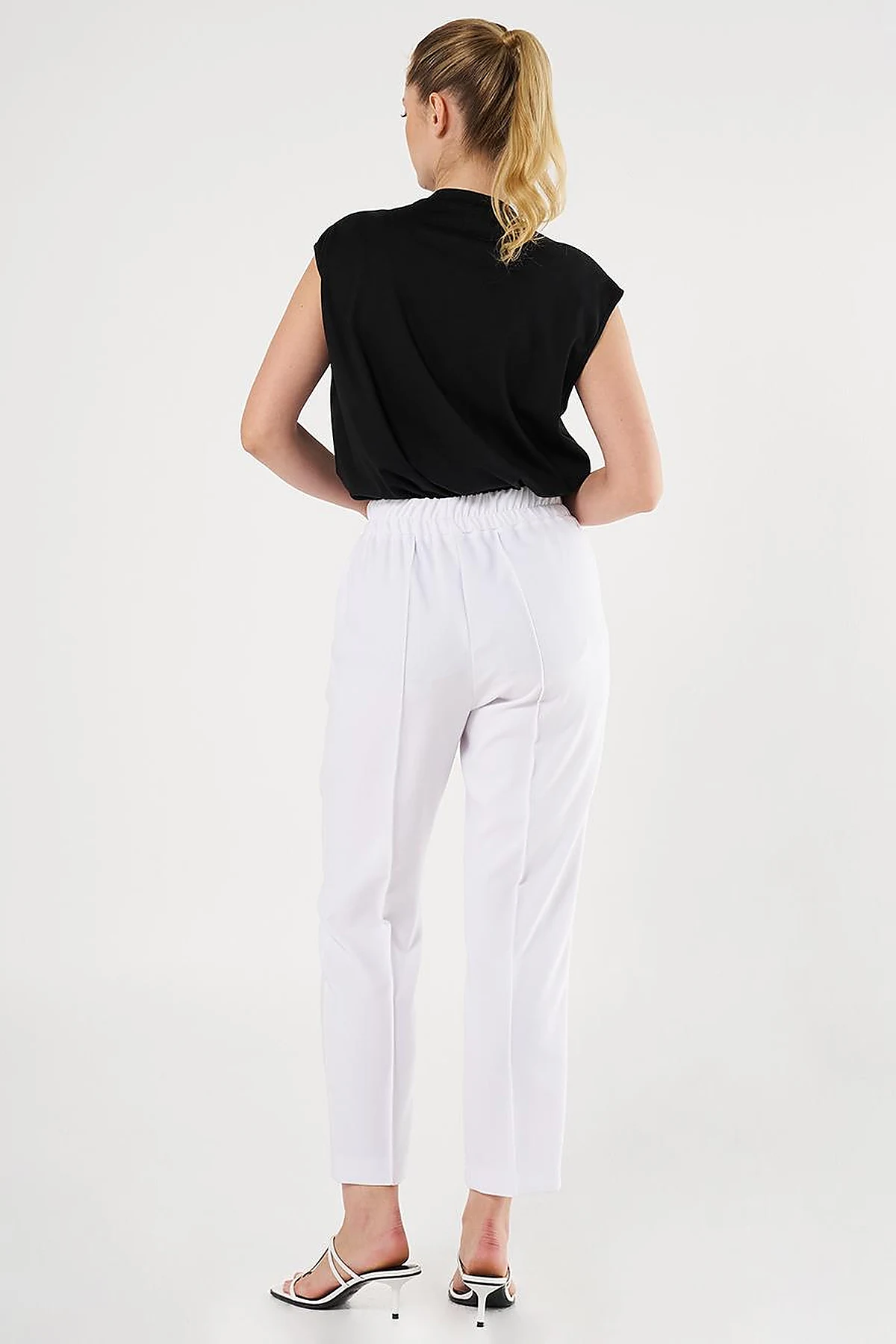 Chain Stitch Straight Leg Pants in Optical White