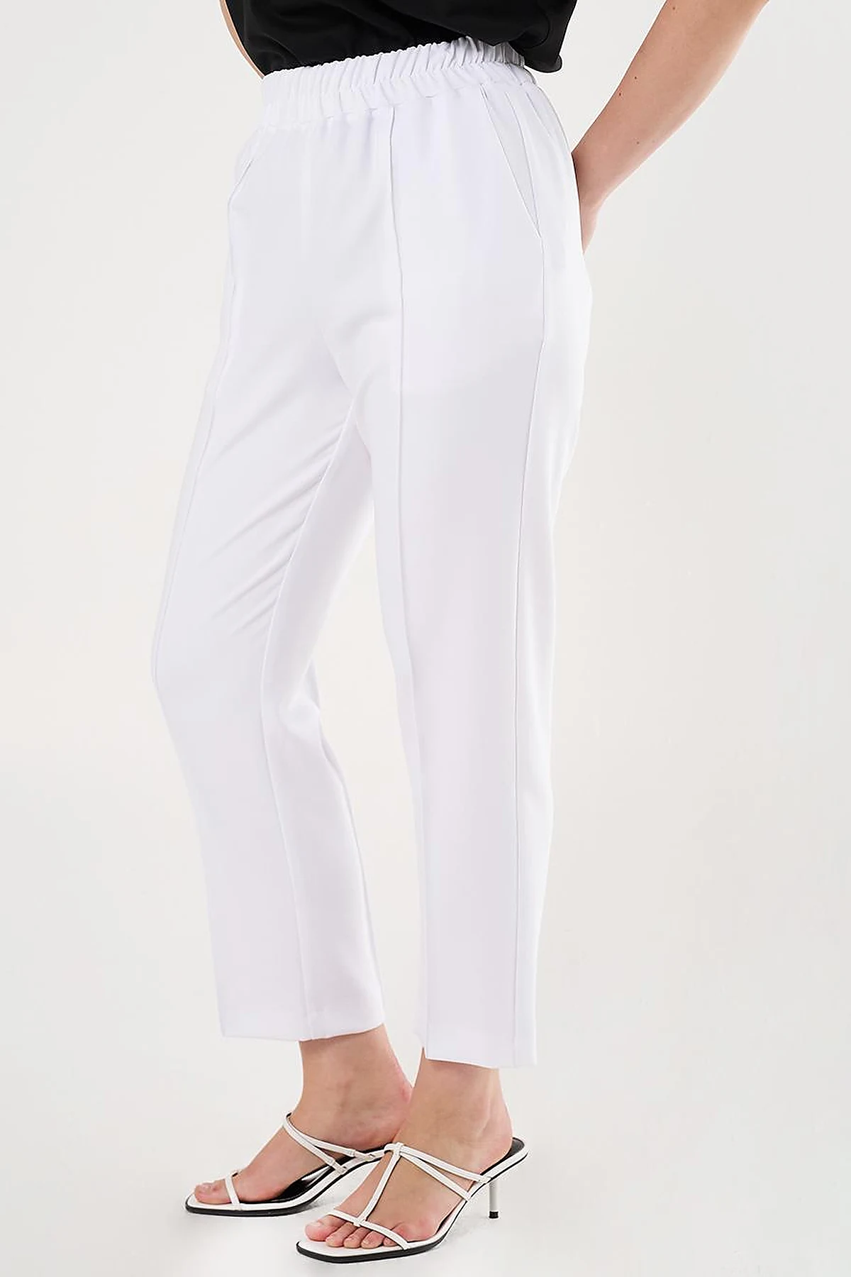 Chain Stitch Straight Leg Pants in Optical White