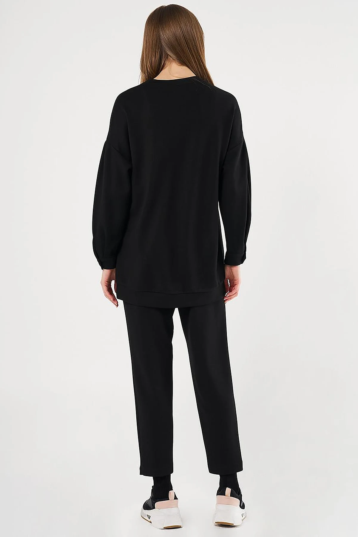  Embroidered Scuba Two-Piece Set in Black
