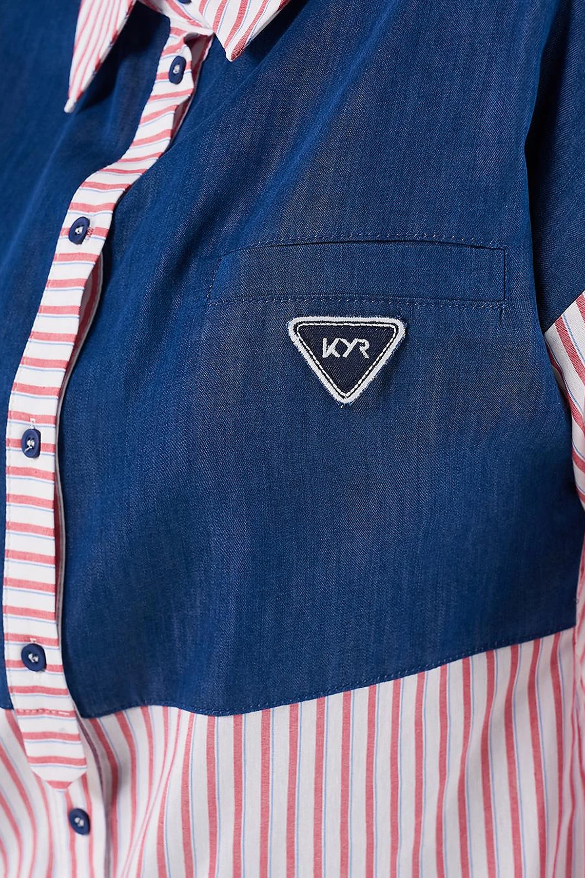 Denim-Trimmed Modal Tunic Red