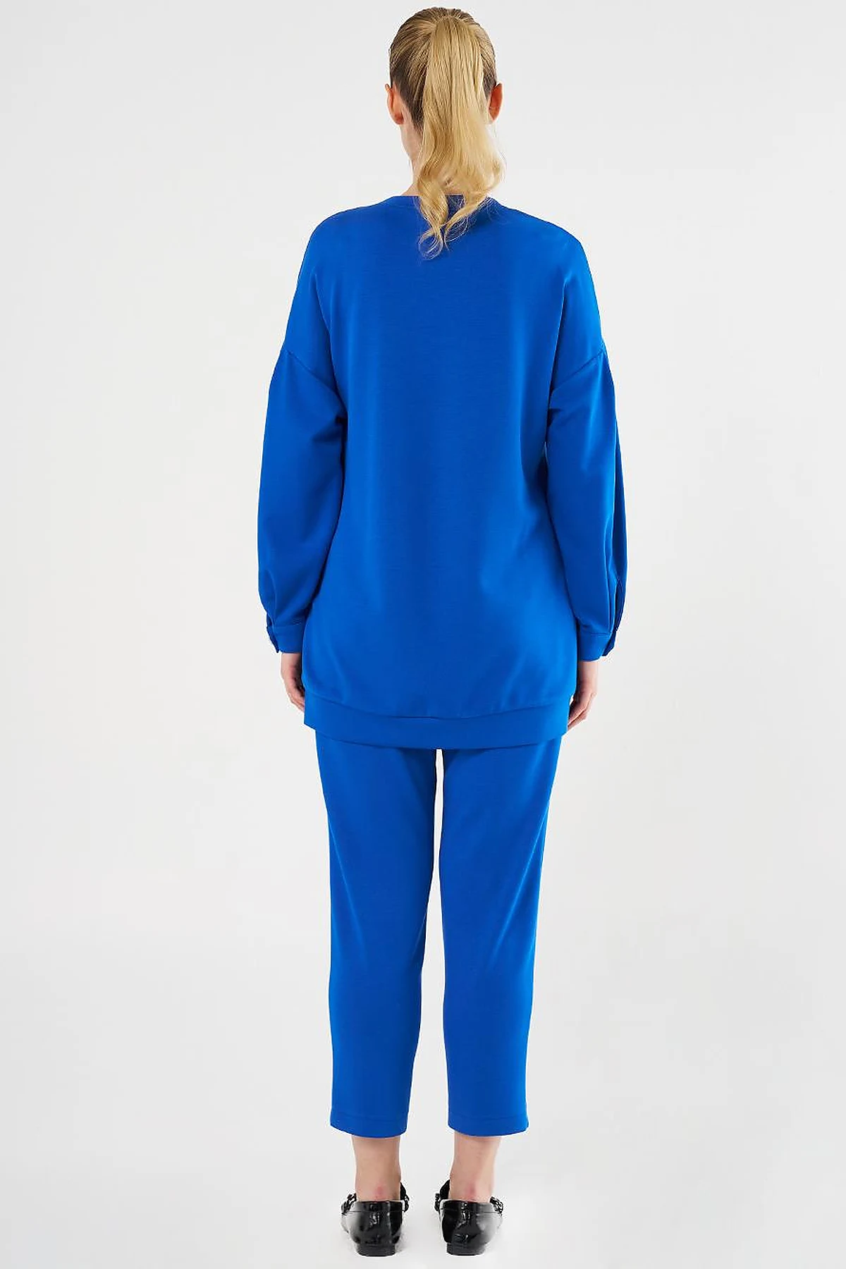  Embroidered Scuba Two-Piece Set in Royal Blue