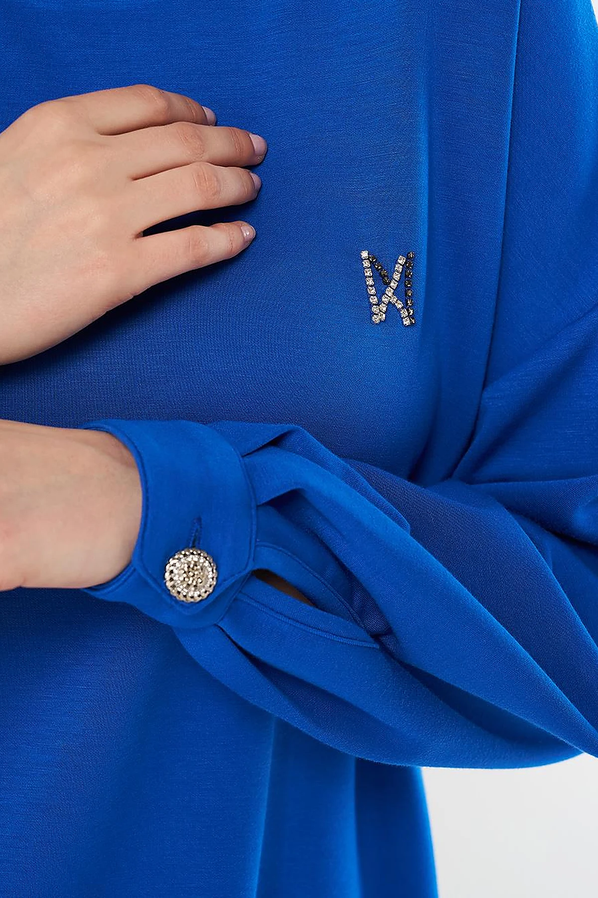  Embroidered Scuba Two-Piece Set in Royal Blue