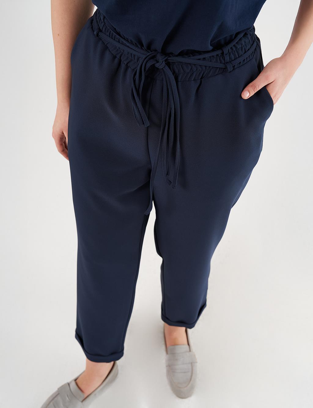 Cuffed Tapered Pants Dark Navy