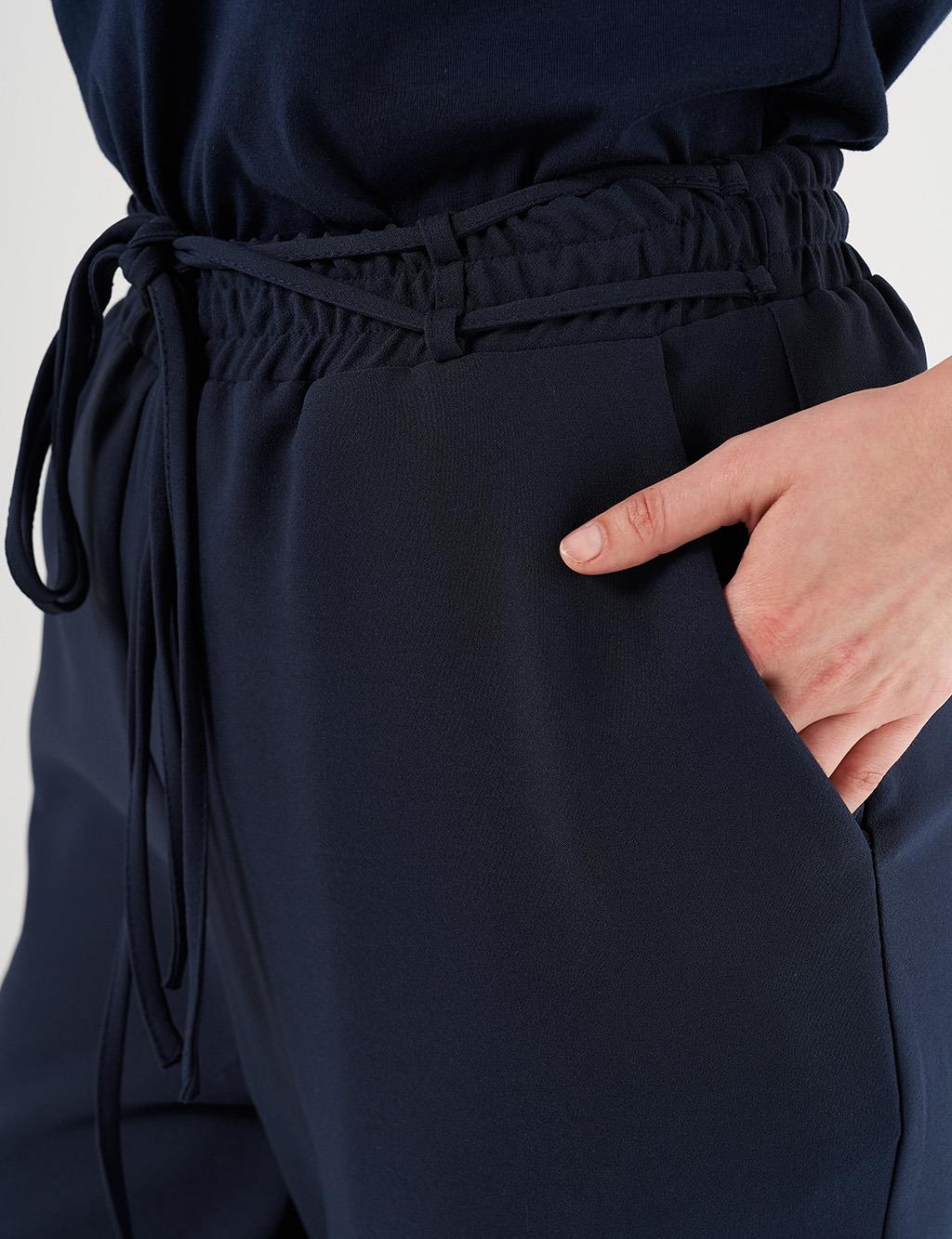 Cuffed Tapered Pants Dark Navy