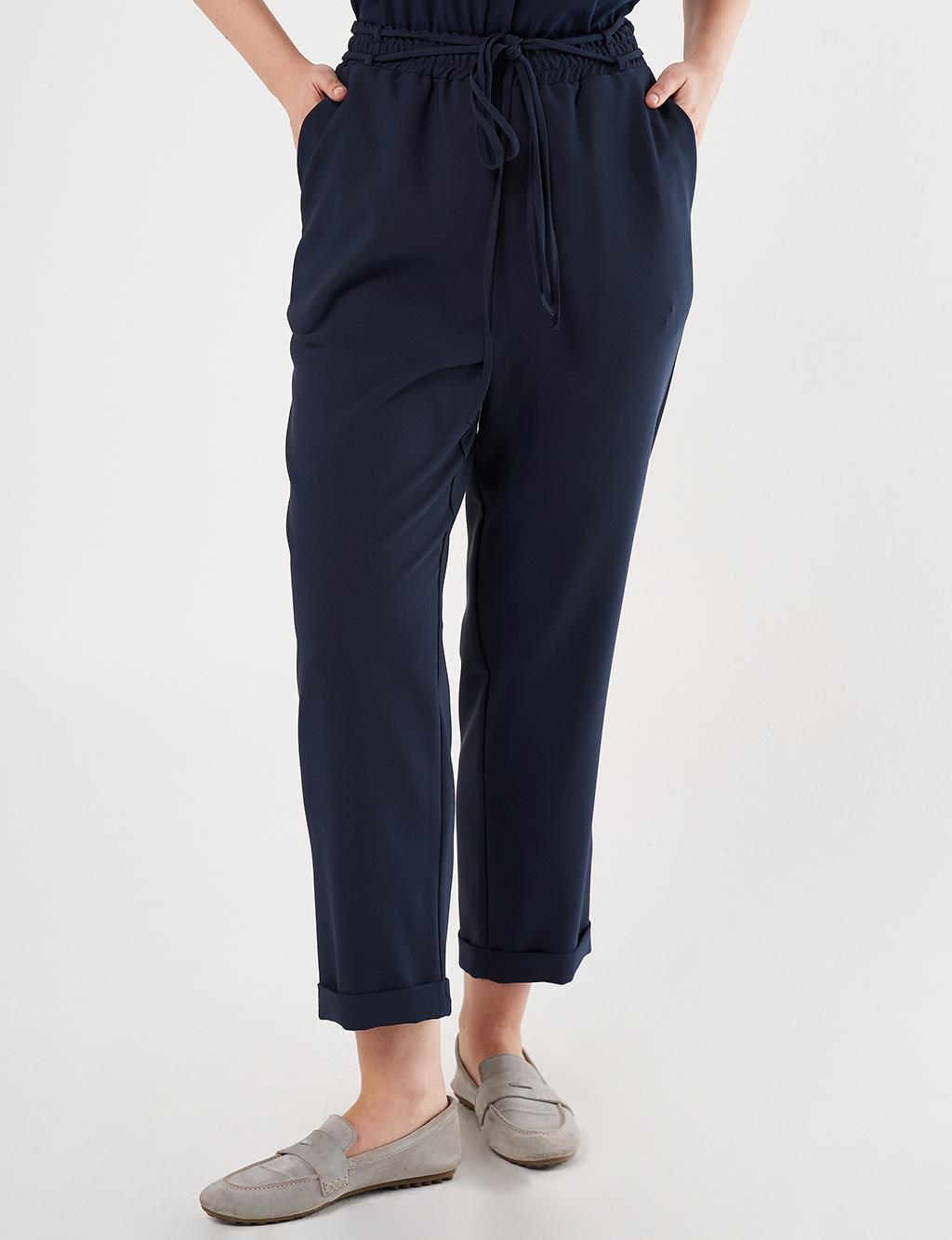 Cuffed Tapered Pants Dark Navy
