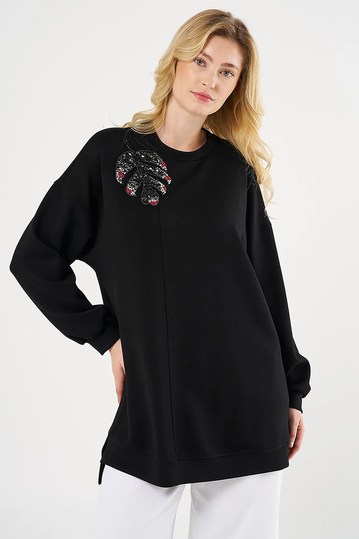 Embroidered Scuba Sweatshirt Black