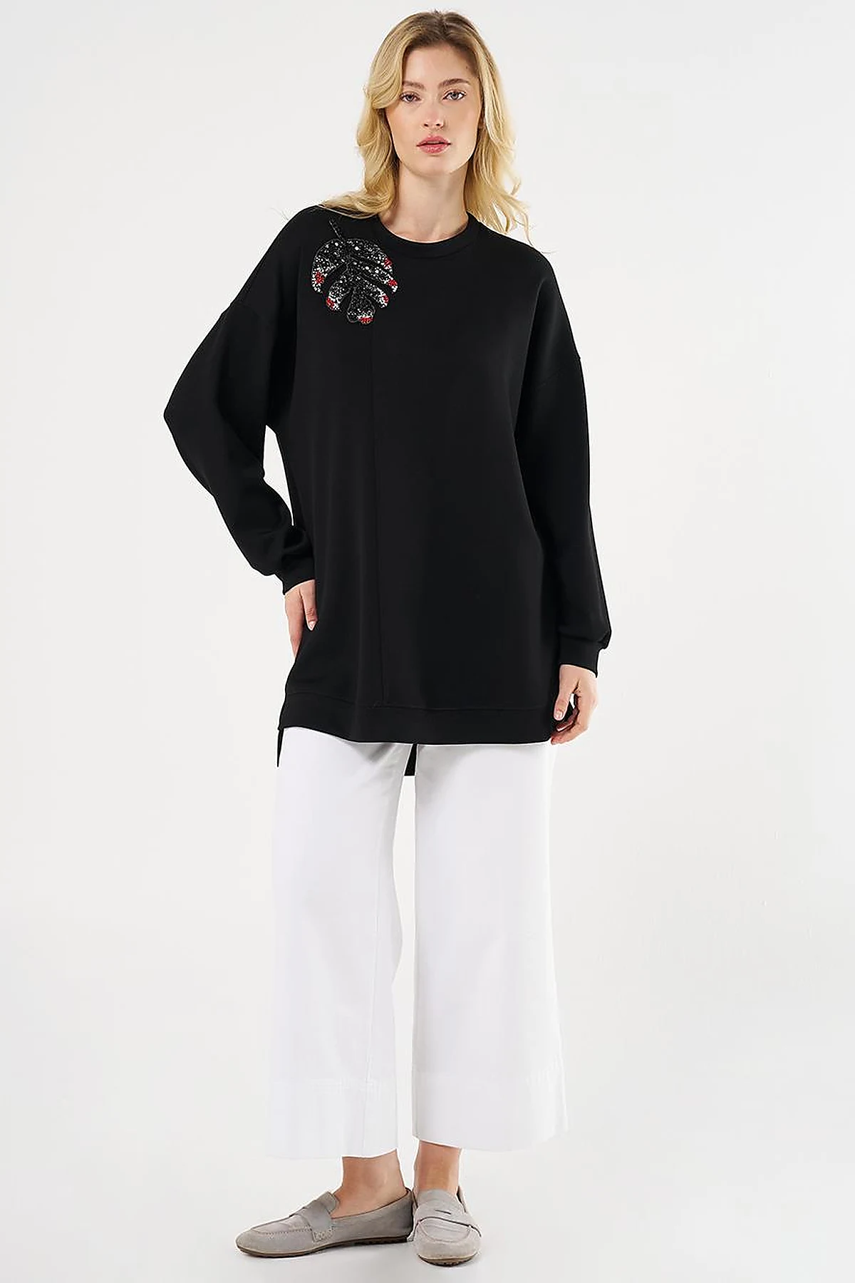Embroidered Scuba Sweatshirt Black