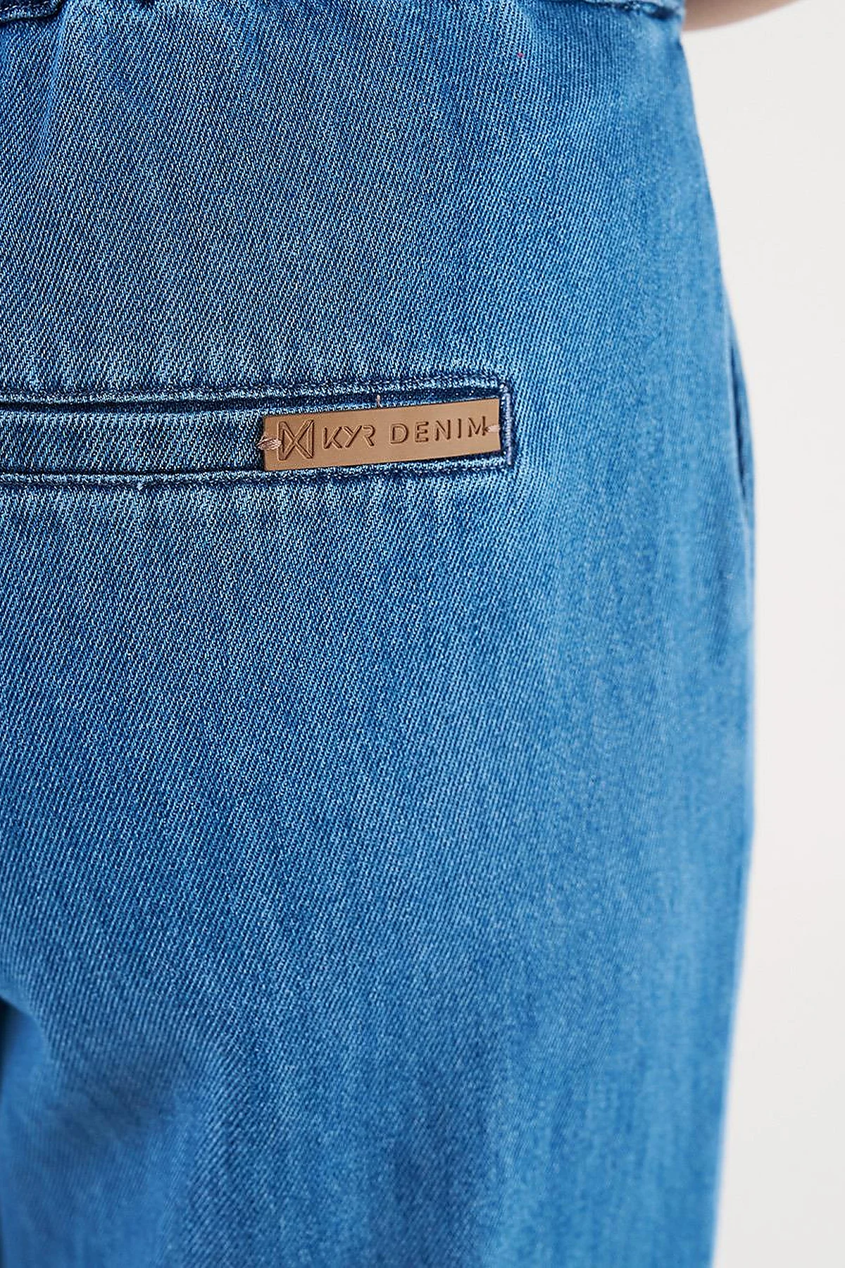 Pileli Havuç Kesim Denim Pantolon İndigo