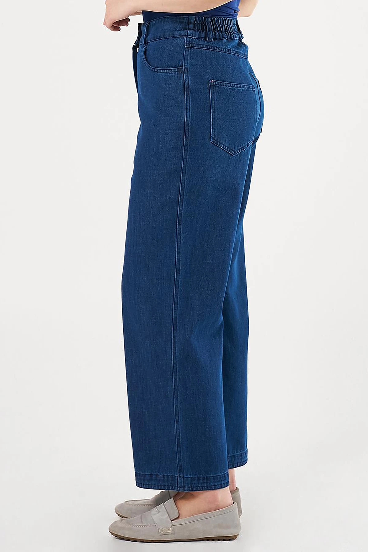 High-Waisted Denim Pants Navy