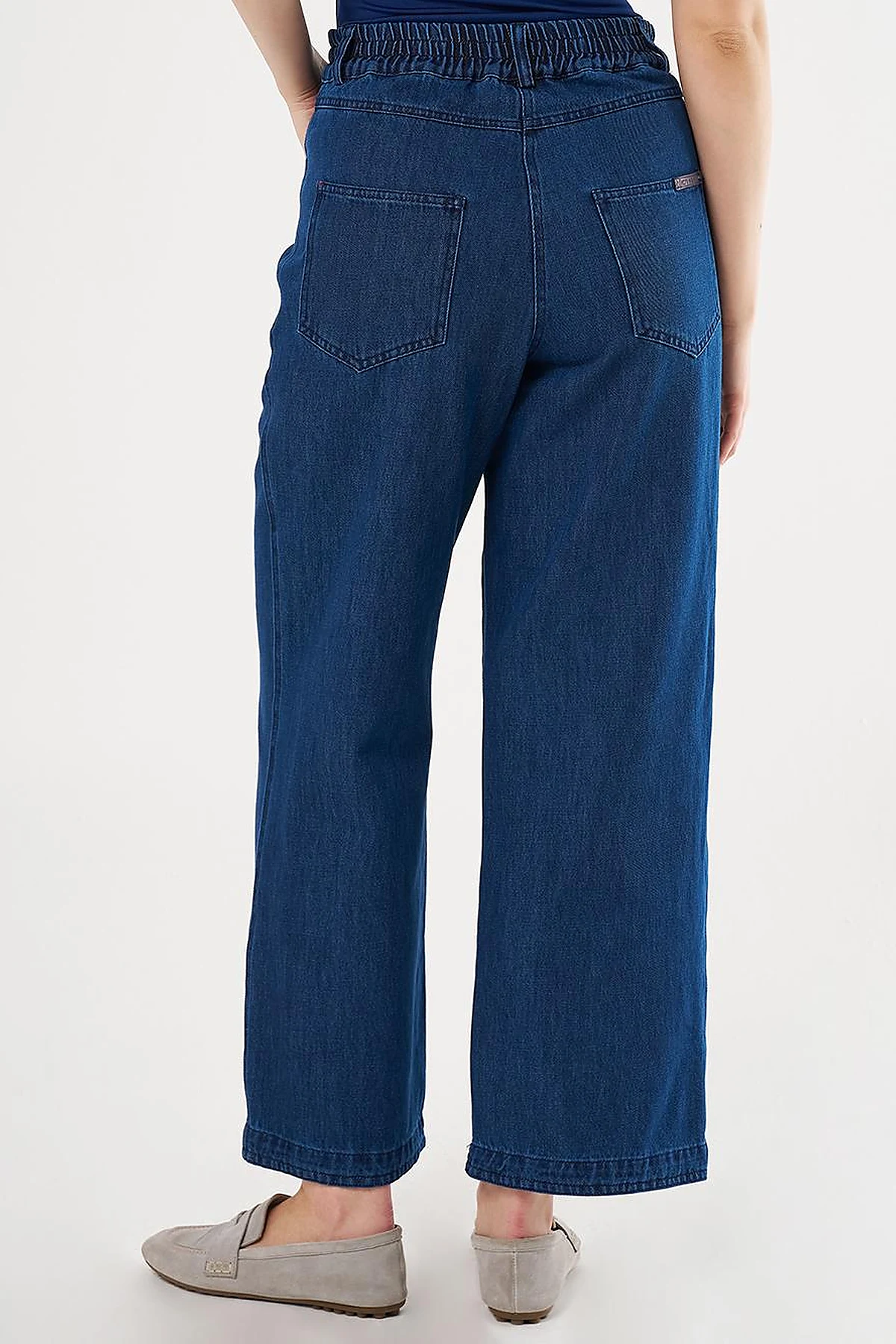 High-Waisted Denim Pants Navy