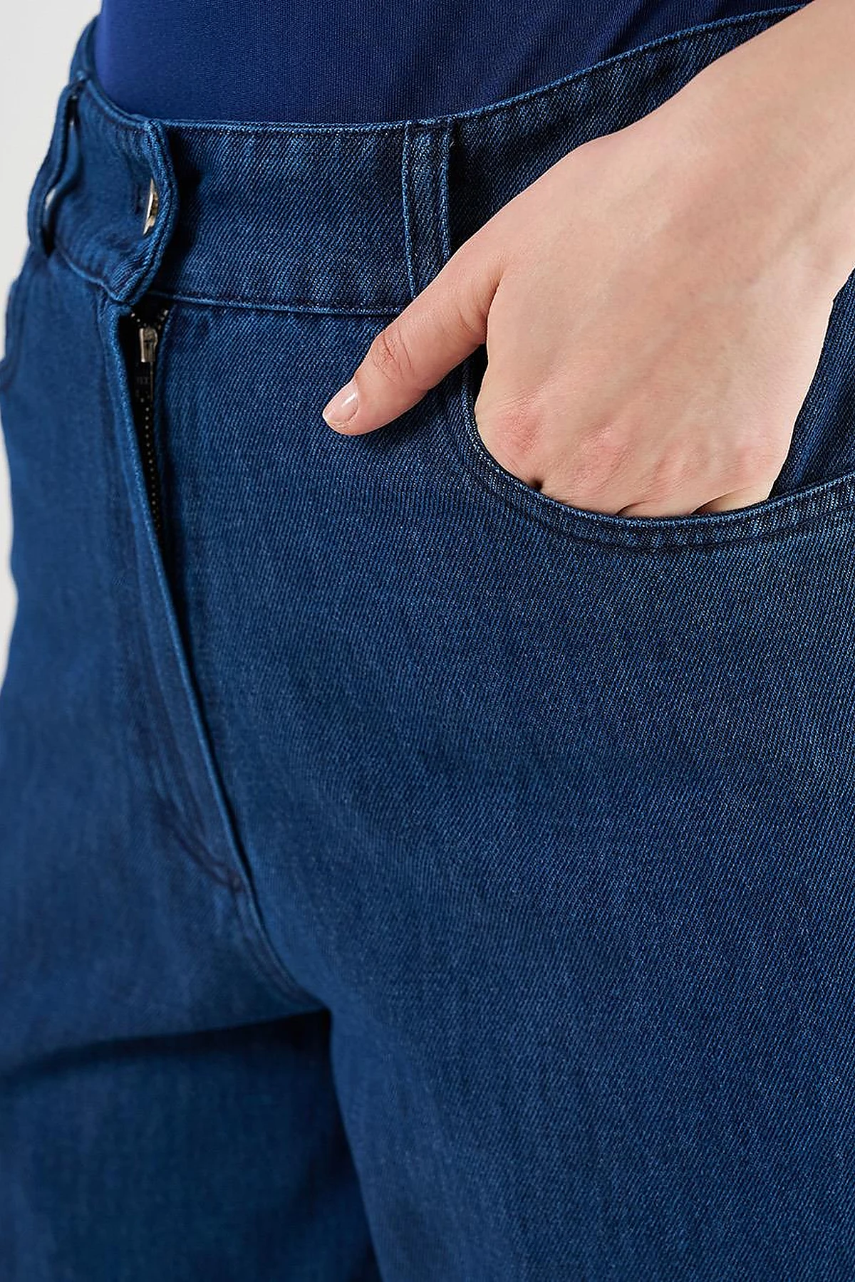 High-Waisted Denim Pants Navy
