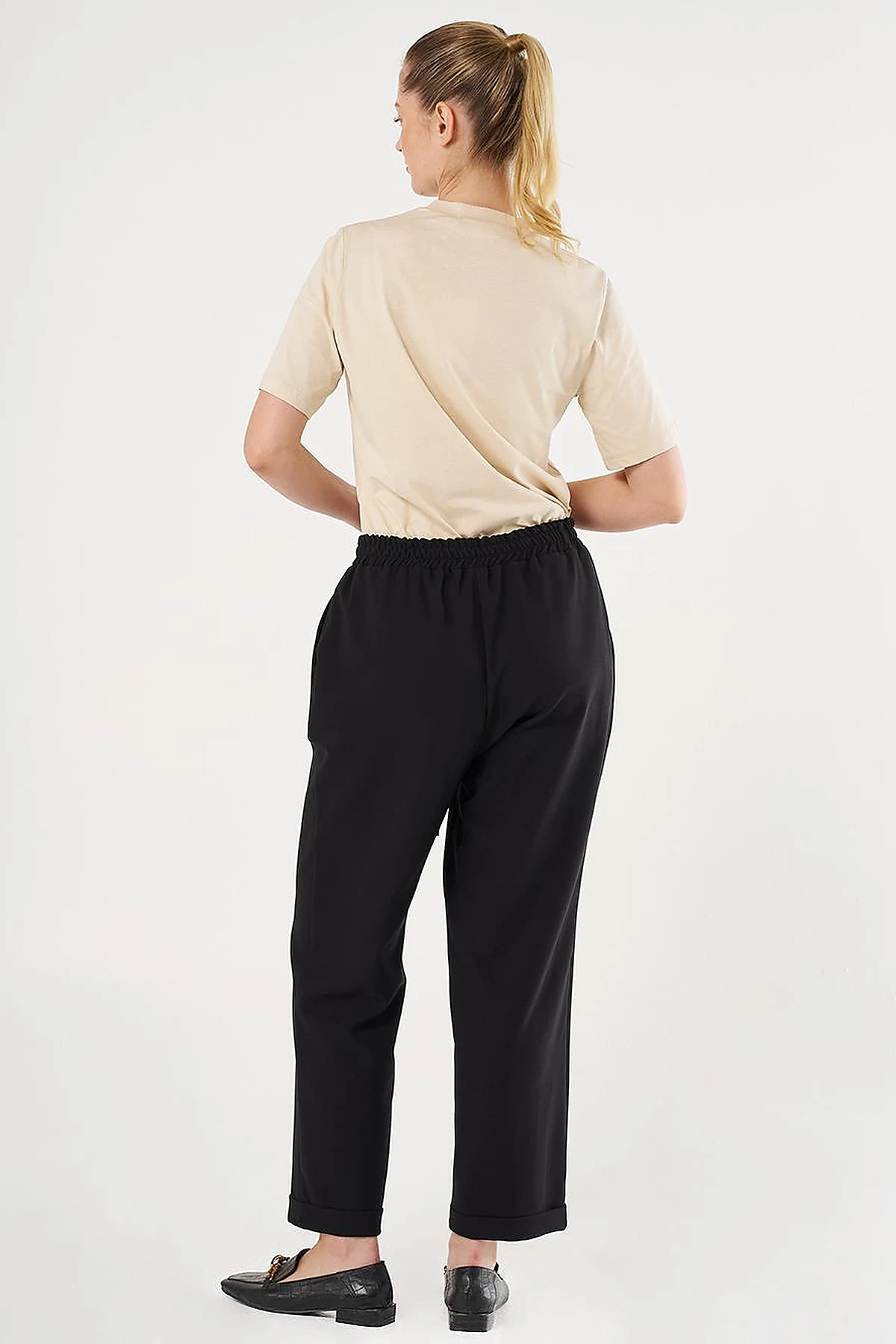 Cuffed Tapered Pants Black