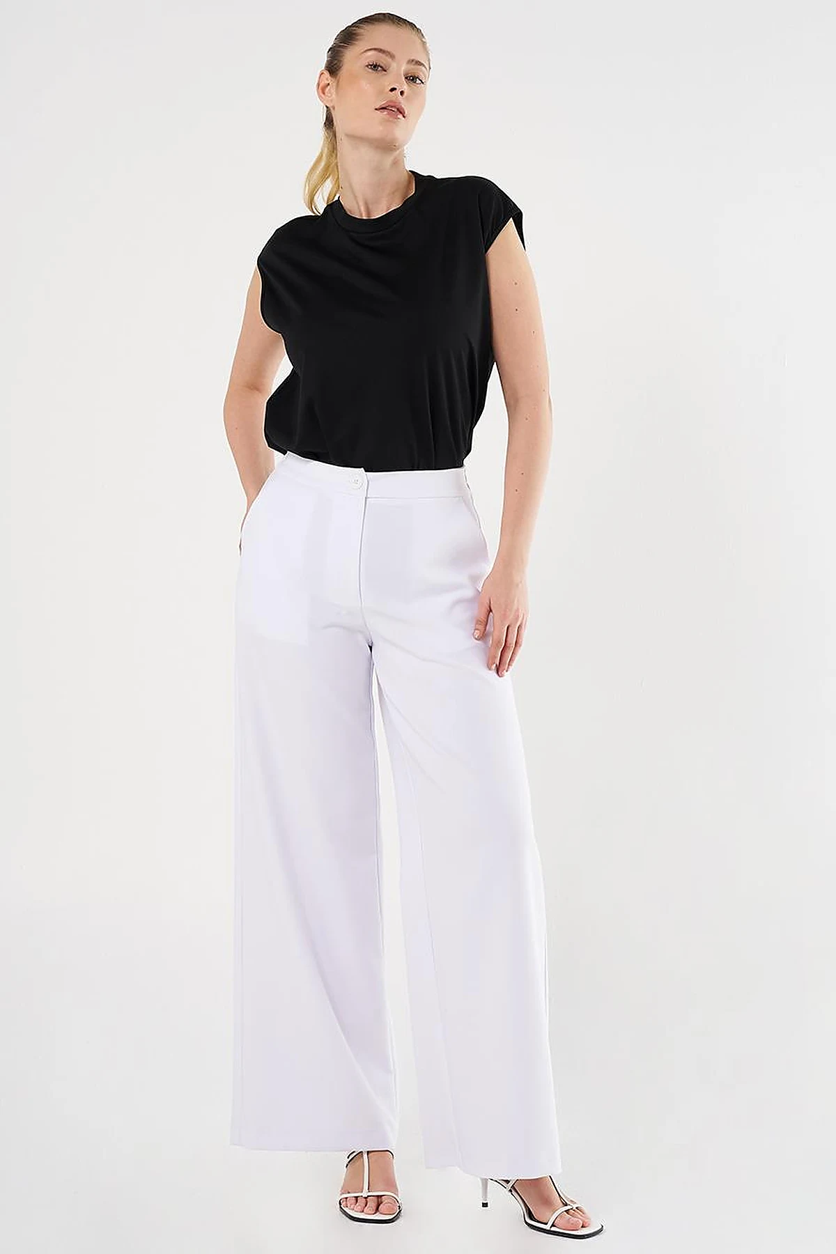 Wide-Leg Classic Trousers Optical White