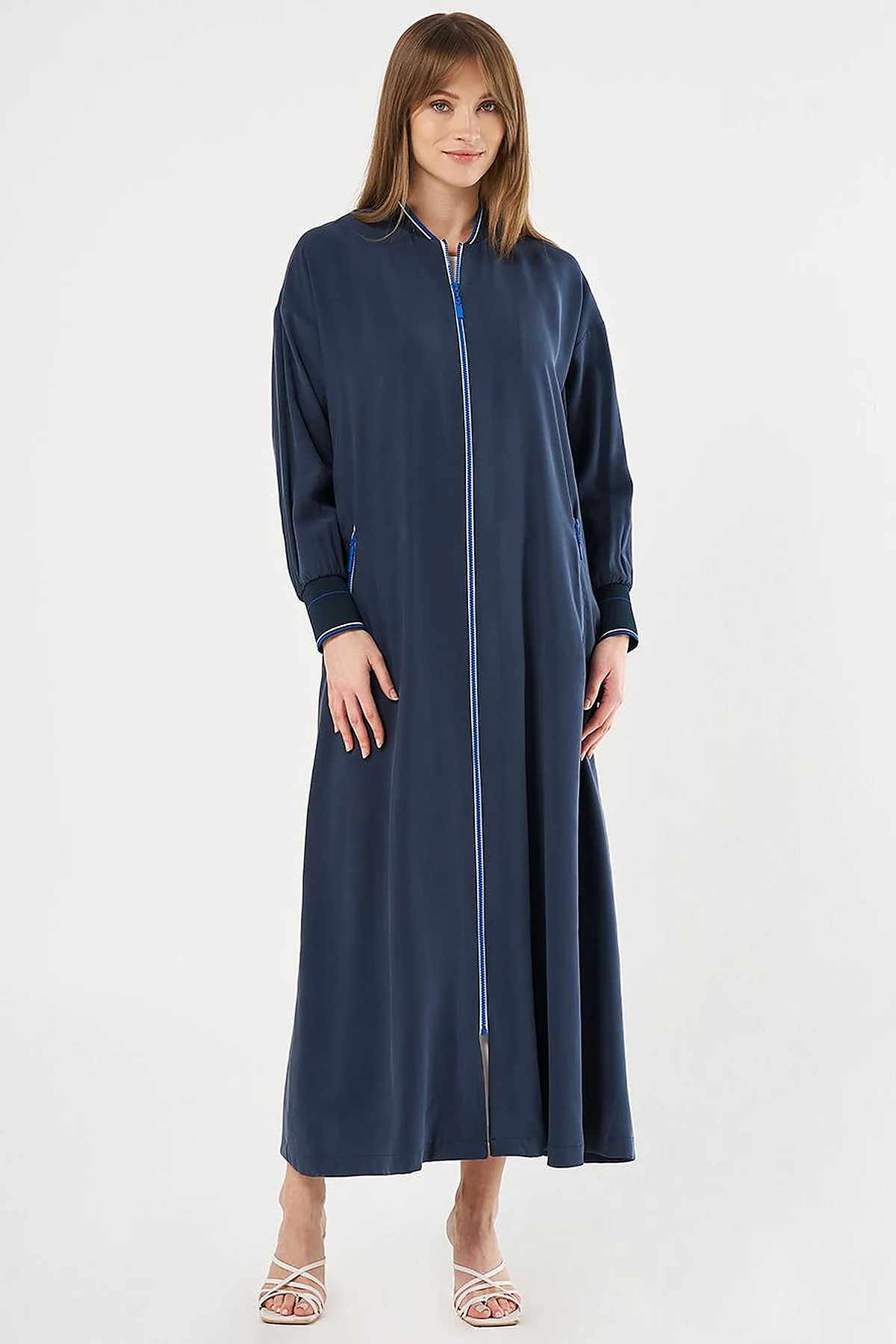 Zippered Rayon Cover-Up Dark Navy