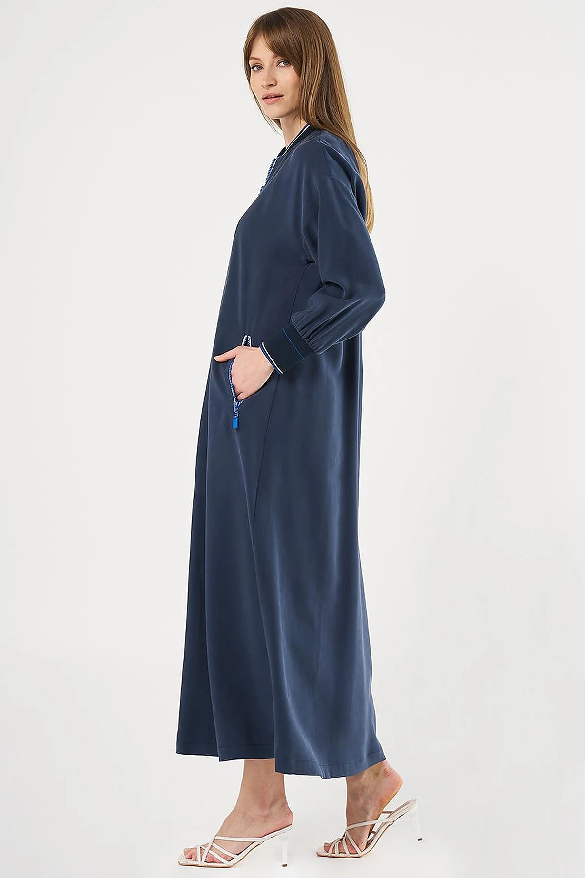 Zippered Rayon Cover-Up Dark Navy