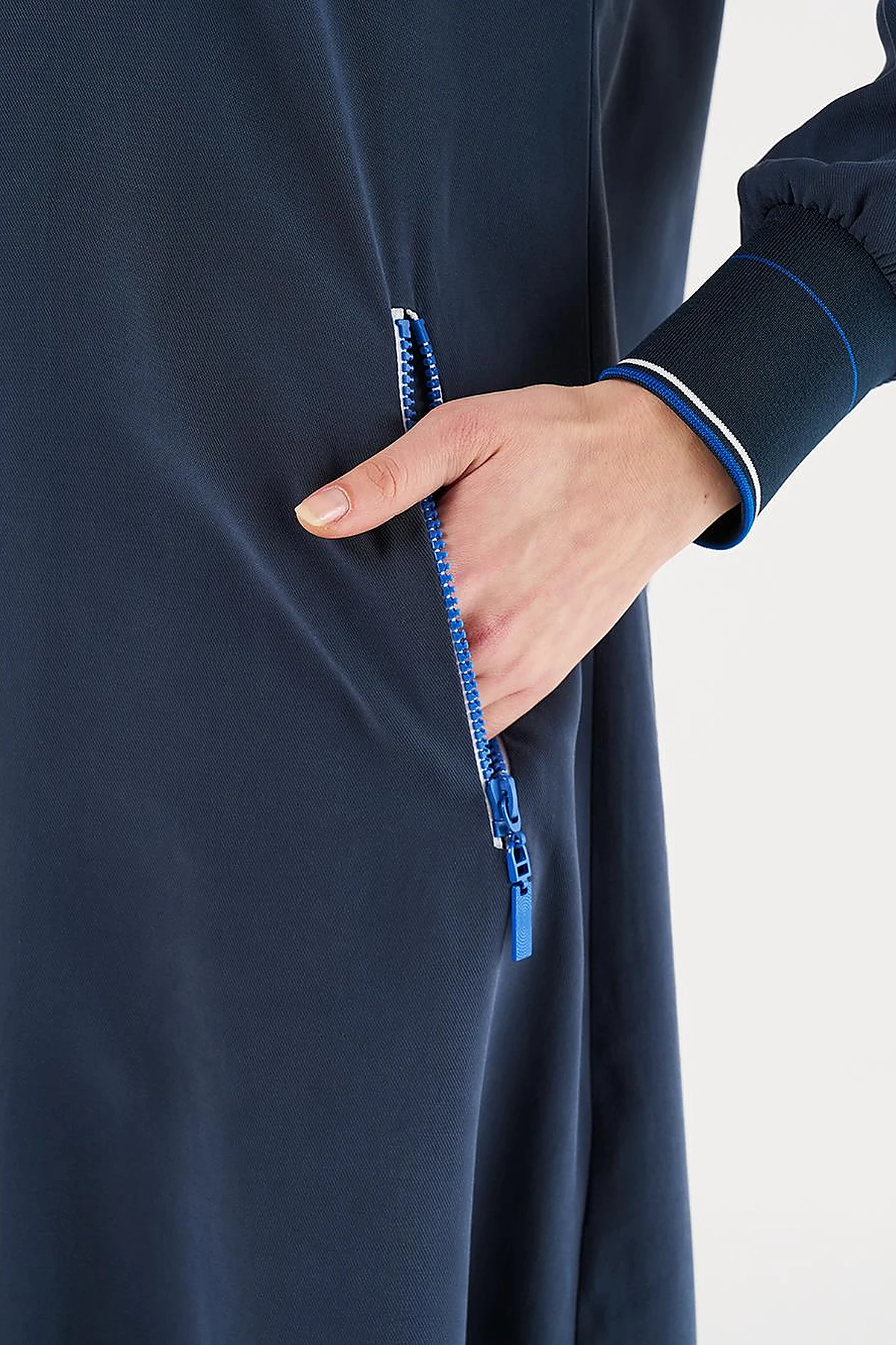 Zippered Rayon Cover-Up Dark Navy