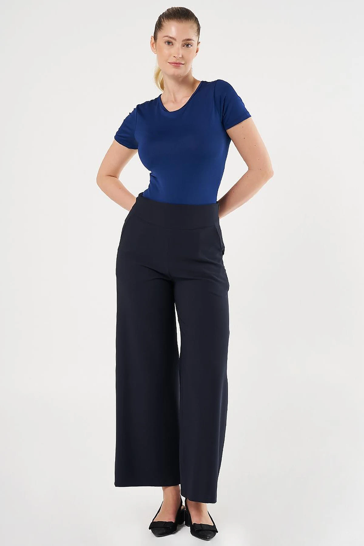 Corset Belted Pants Dark Navy