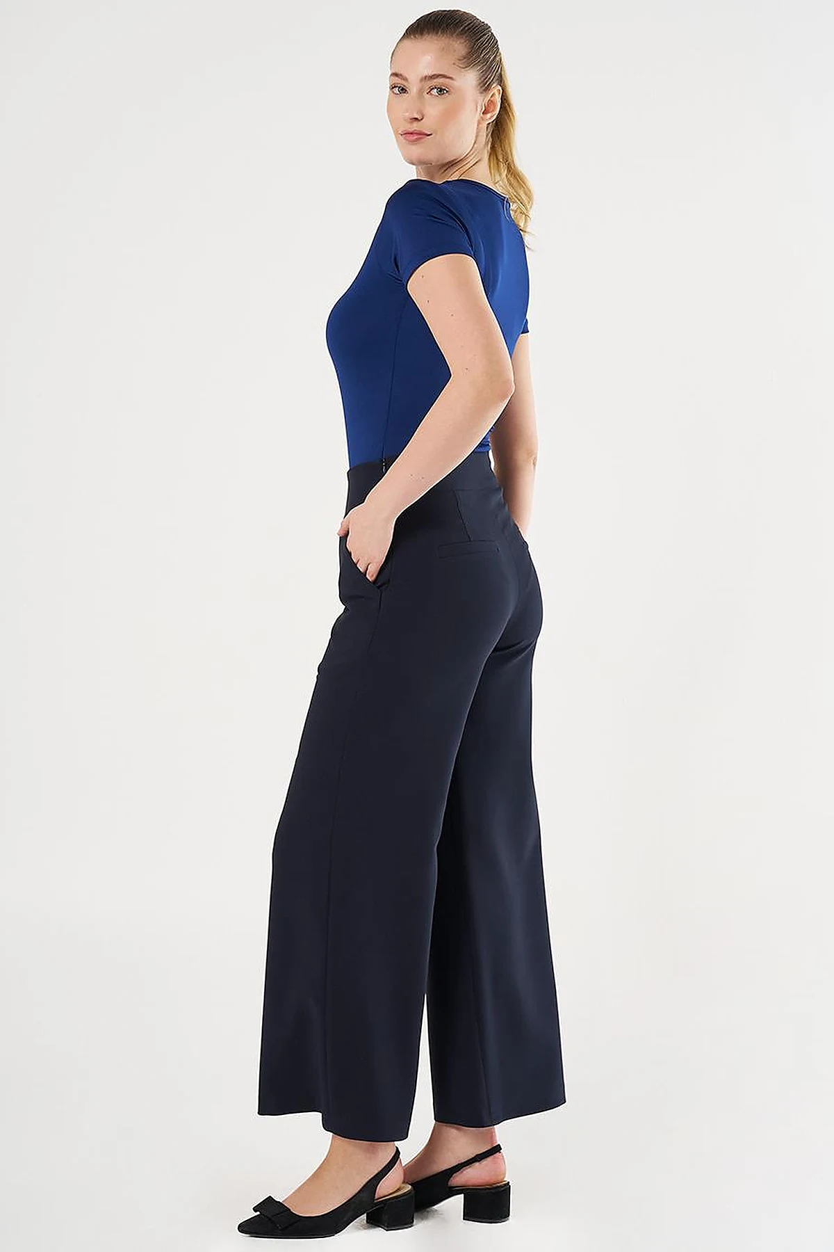 Corset Belted Pants Dark Navy