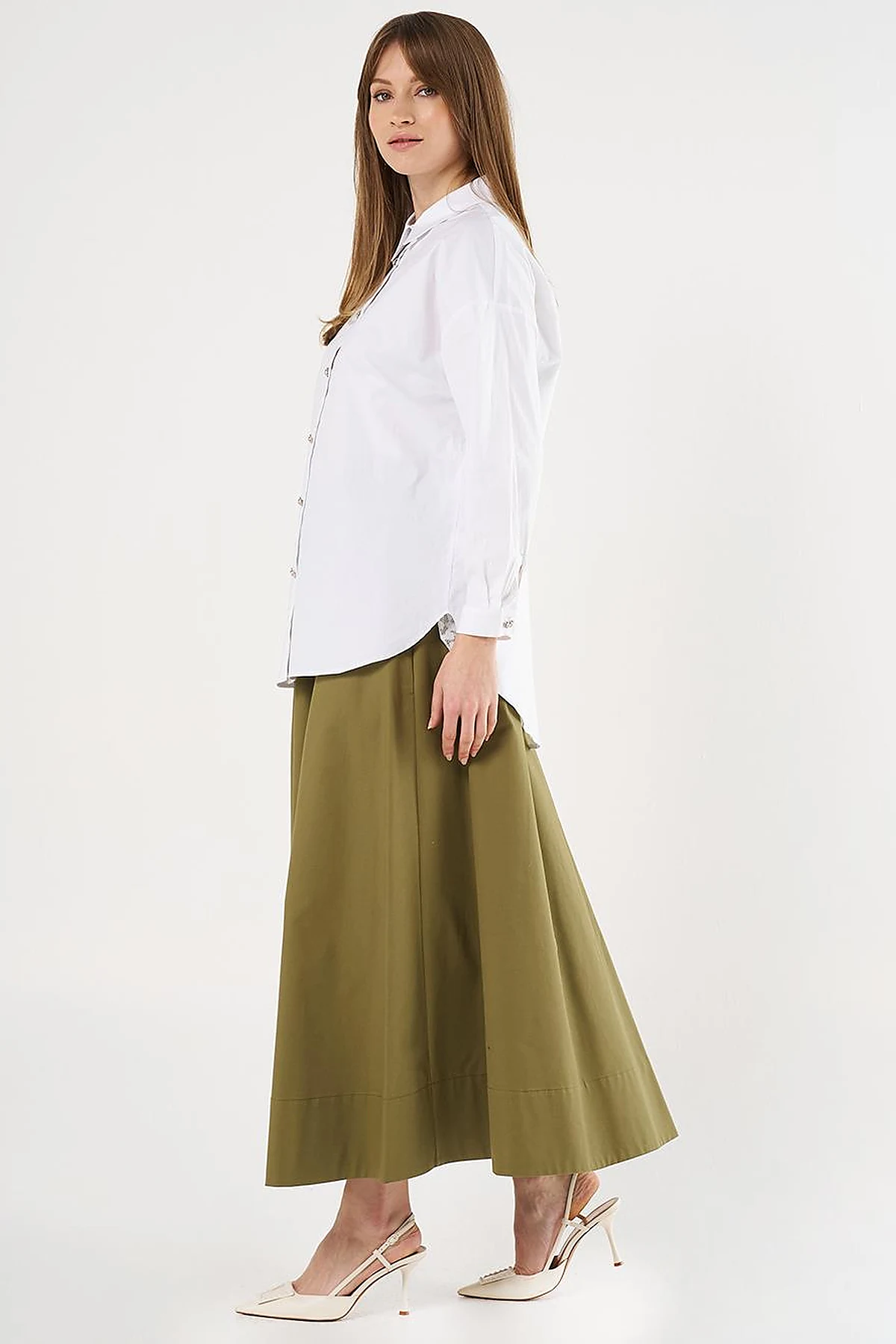Lace-Up Back Cotton Tunic in Optic White