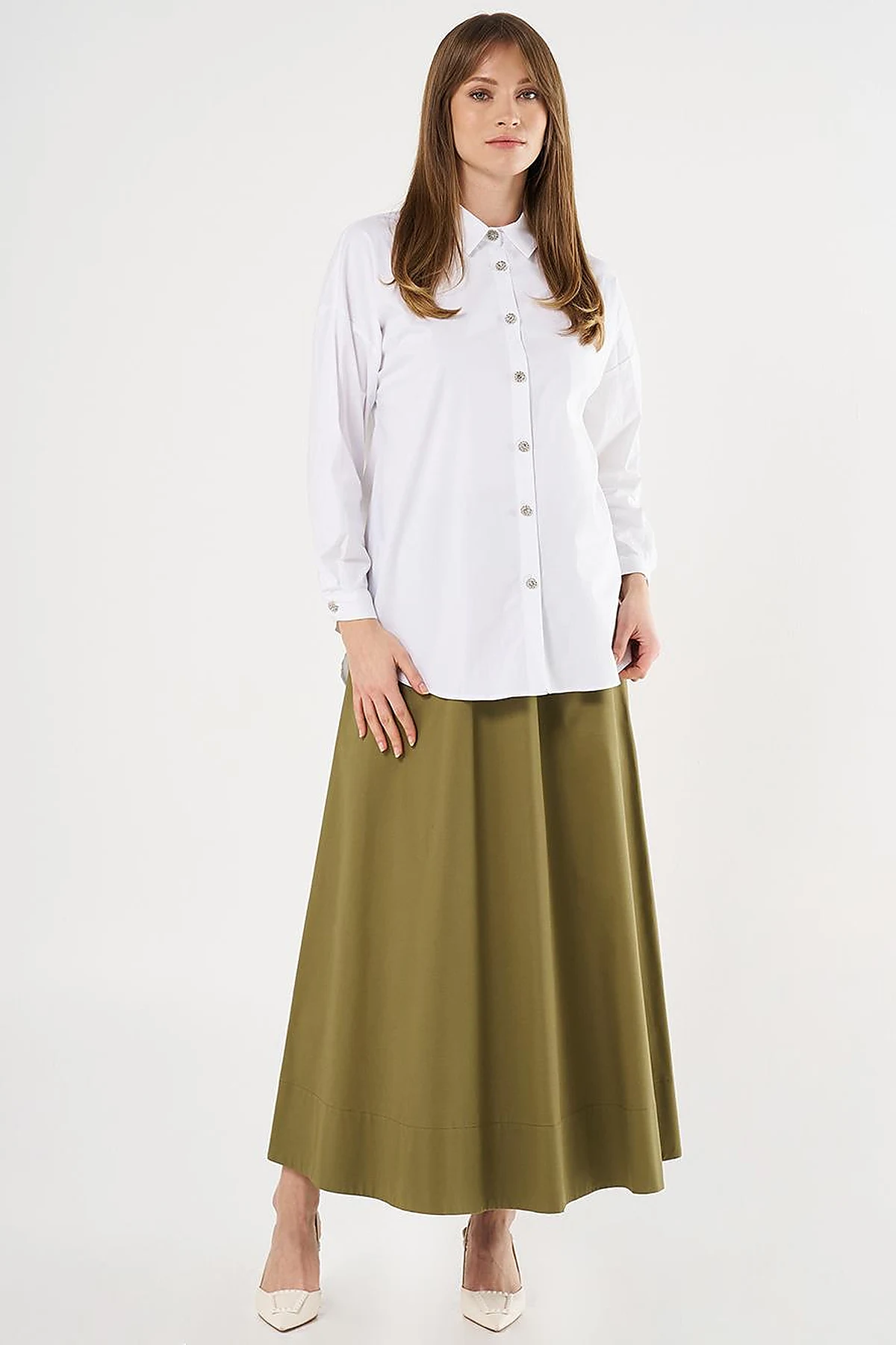 Lace-Up Back Cotton Tunic in Optic White
