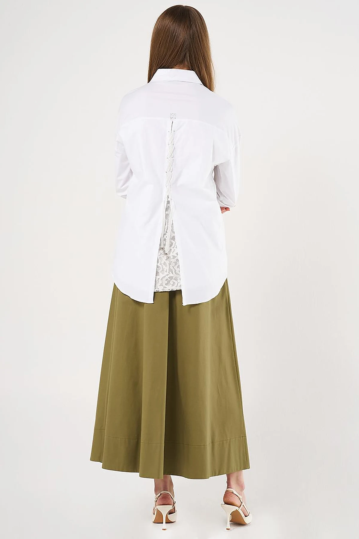 Lace-Up Back Cotton Tunic in Optic White