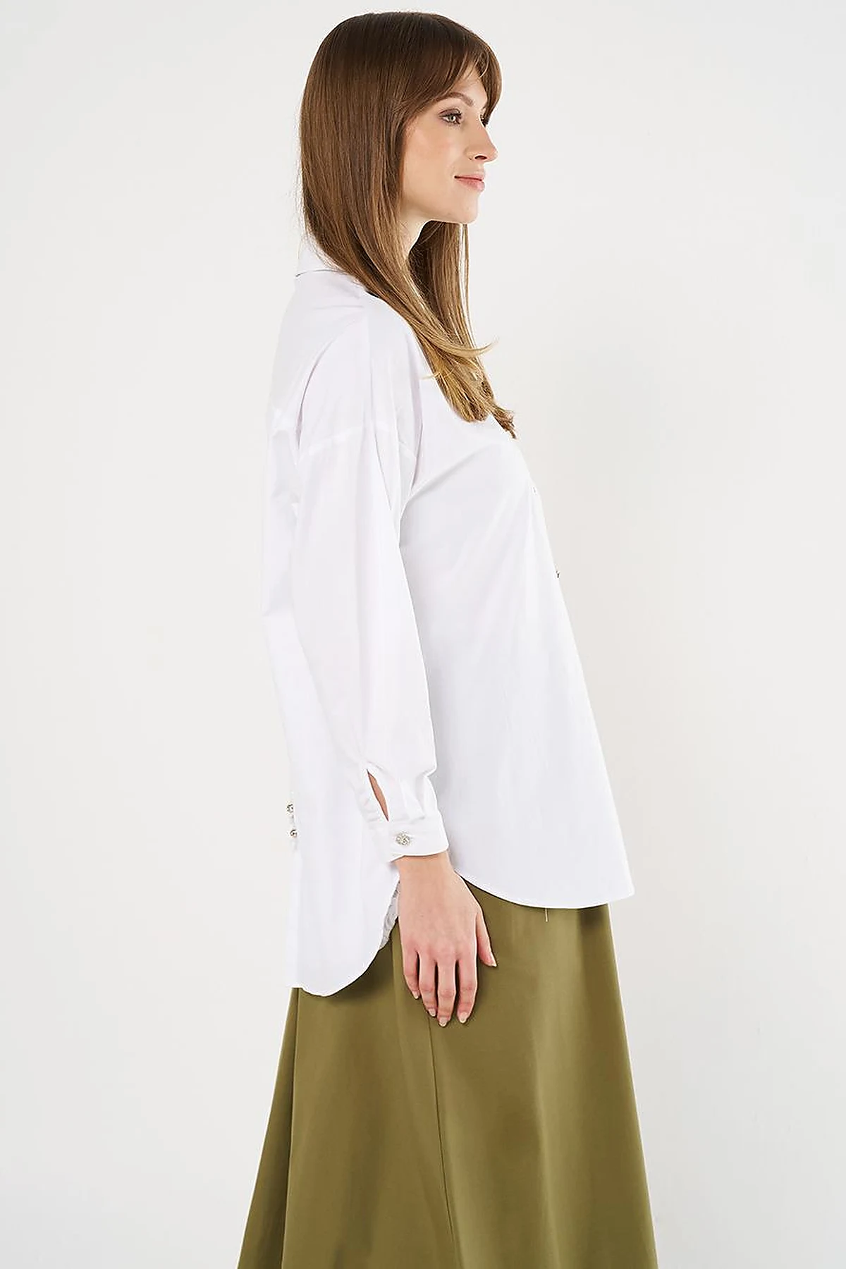 Lace-Up Back Cotton Tunic in Optic White