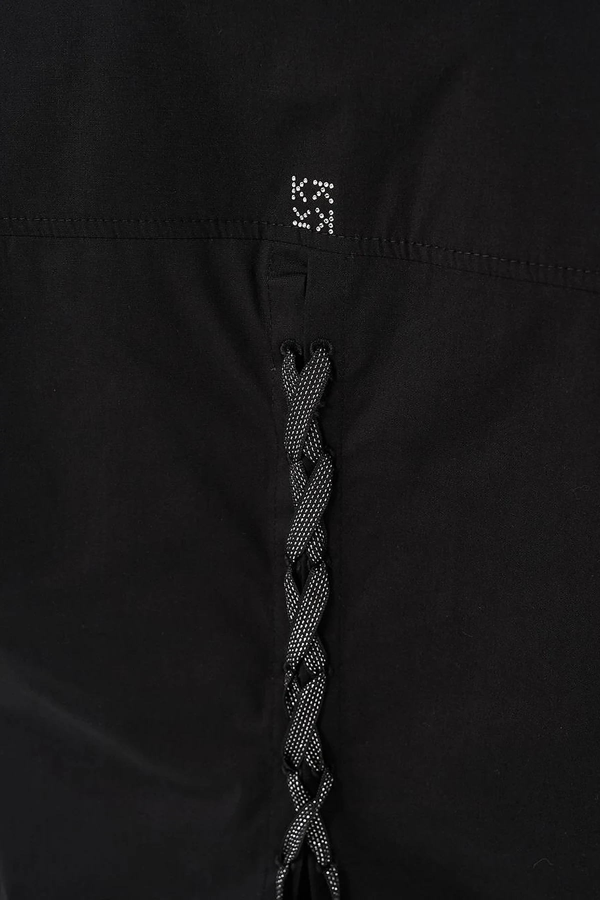 Lace-Up Back Cotton Tunic Black