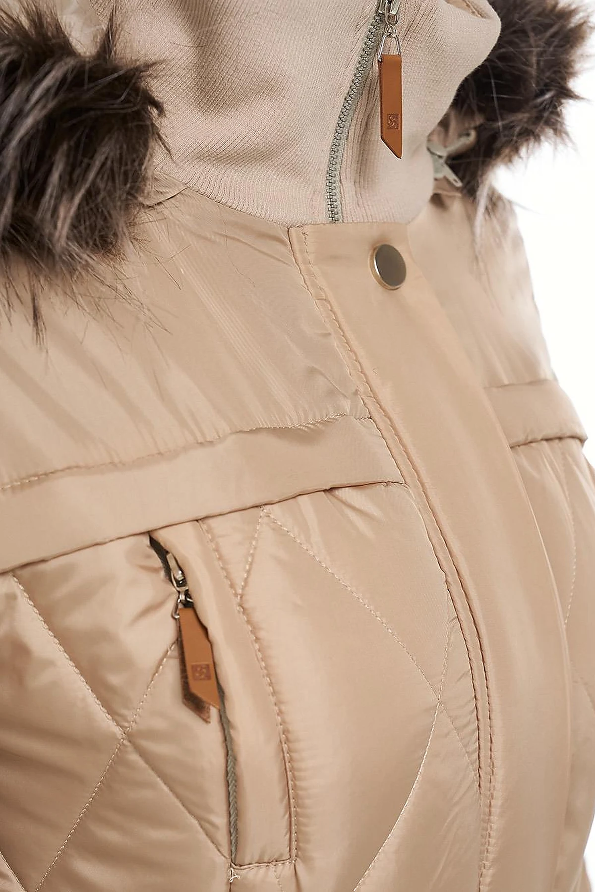 Diamond Quilted Puffer Coat Mink