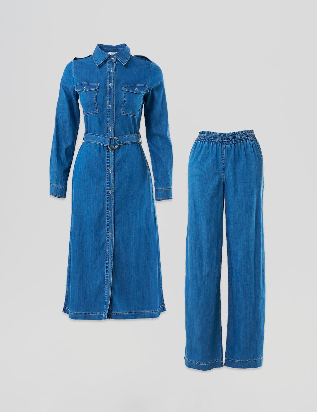 Double Suit with Metal Accessories Blue