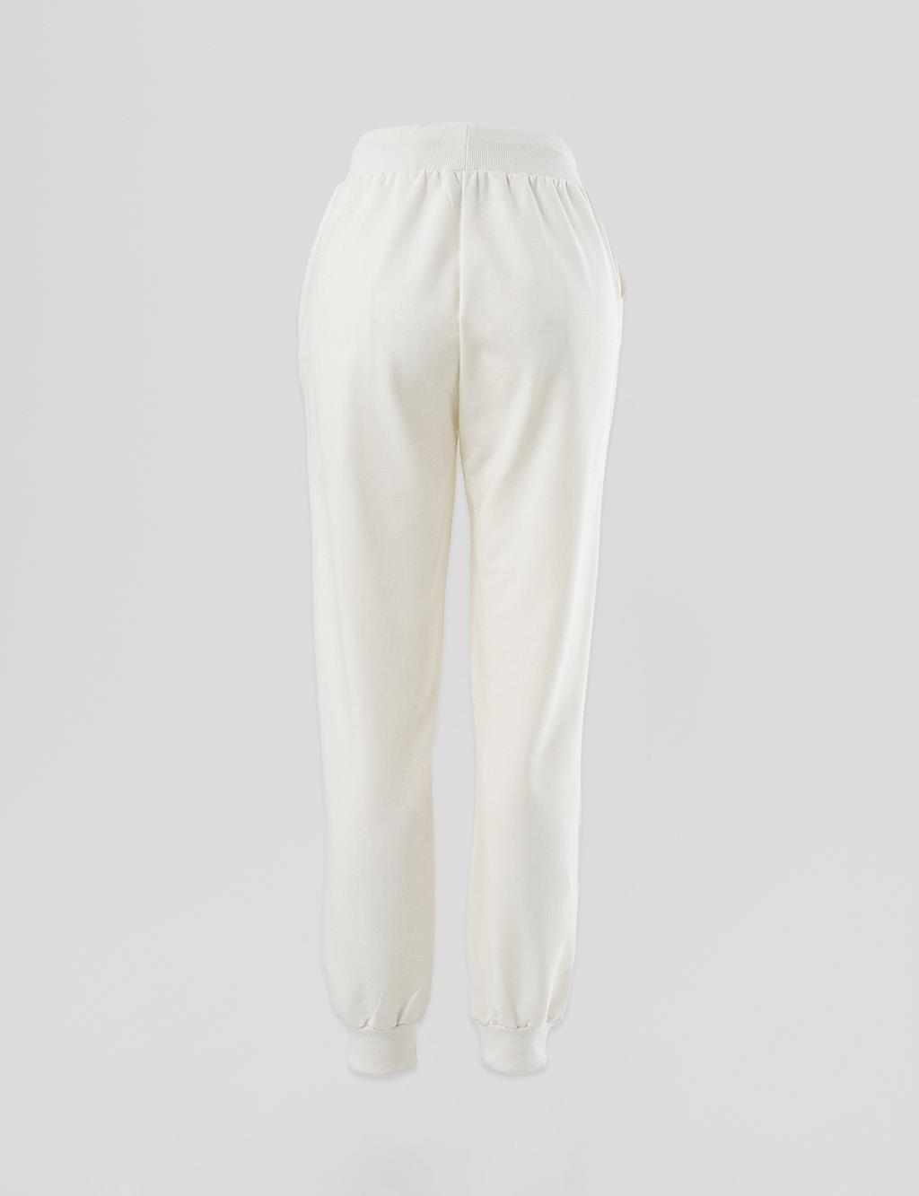 Elastic Waist Jogger Trousers Ecru