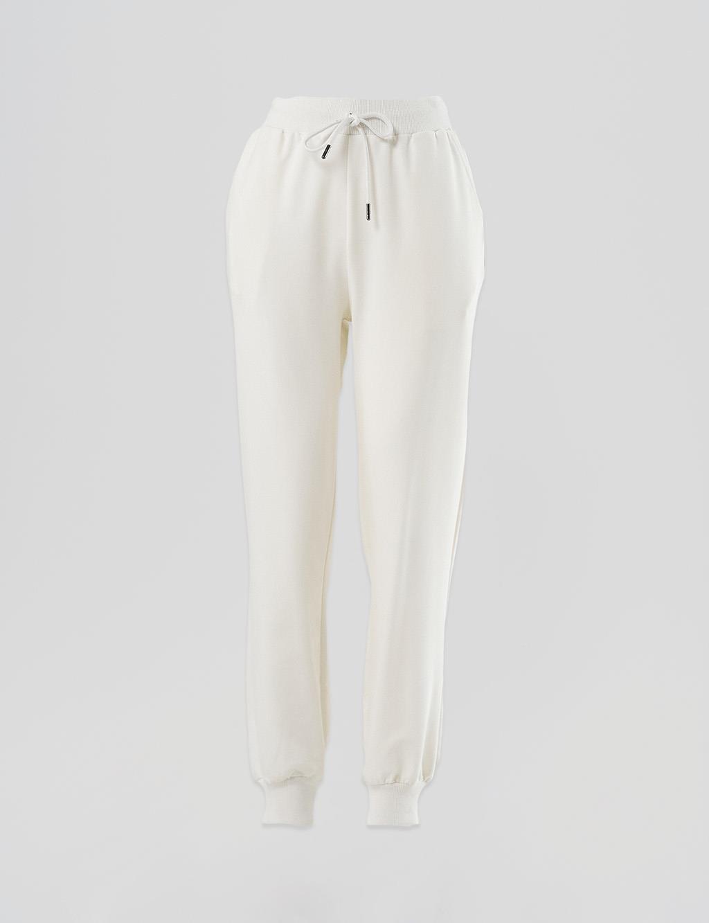 Elastic Waist Jogger Trousers Ecru