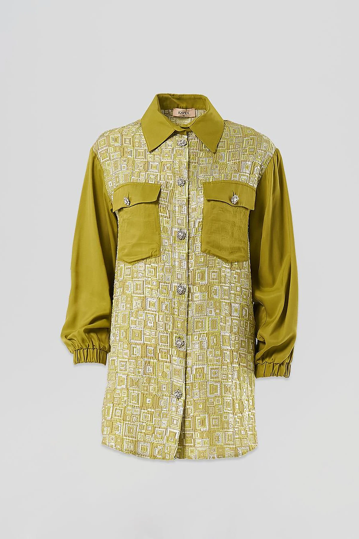 Metal-Buttoned Embellished Jacket Pistachio Green