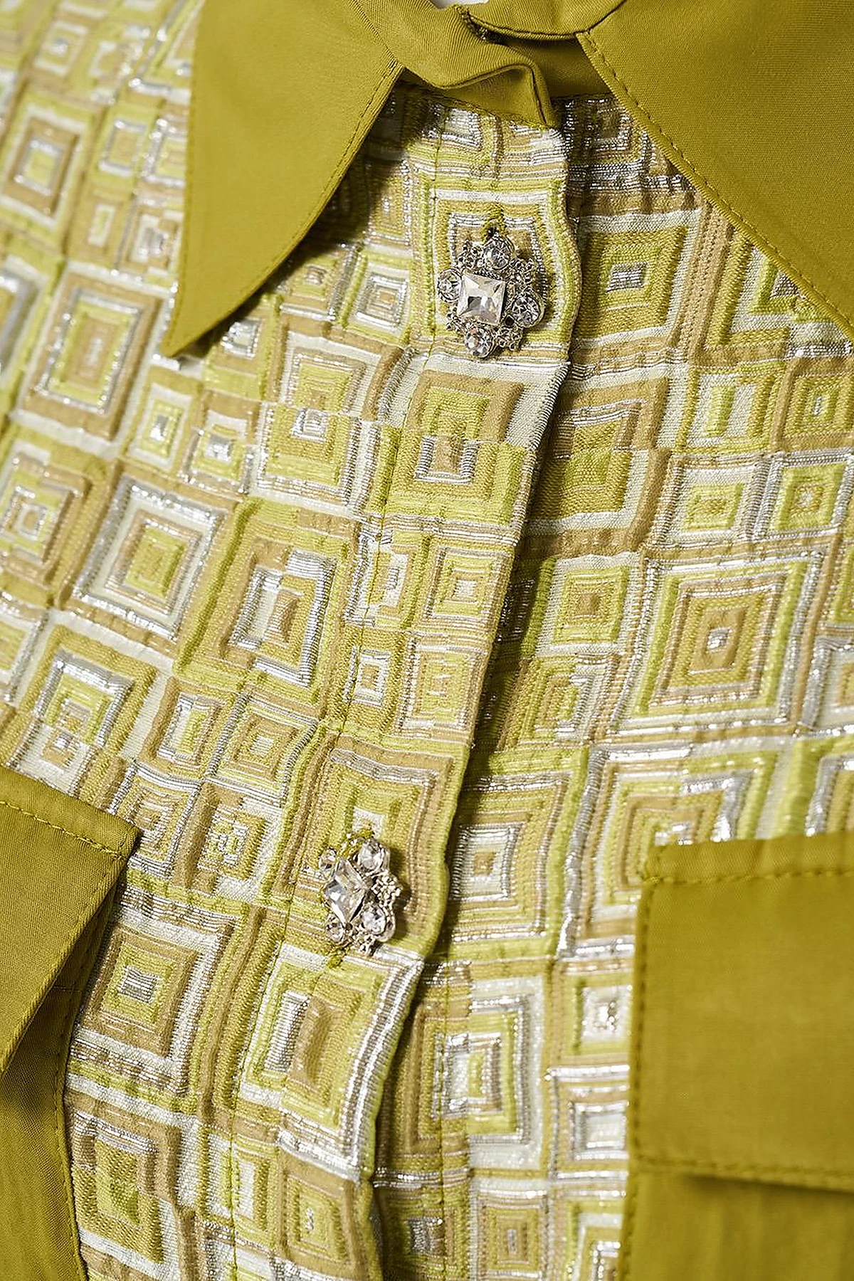 Metal-Buttoned Embellished Jacket Pistachio Green