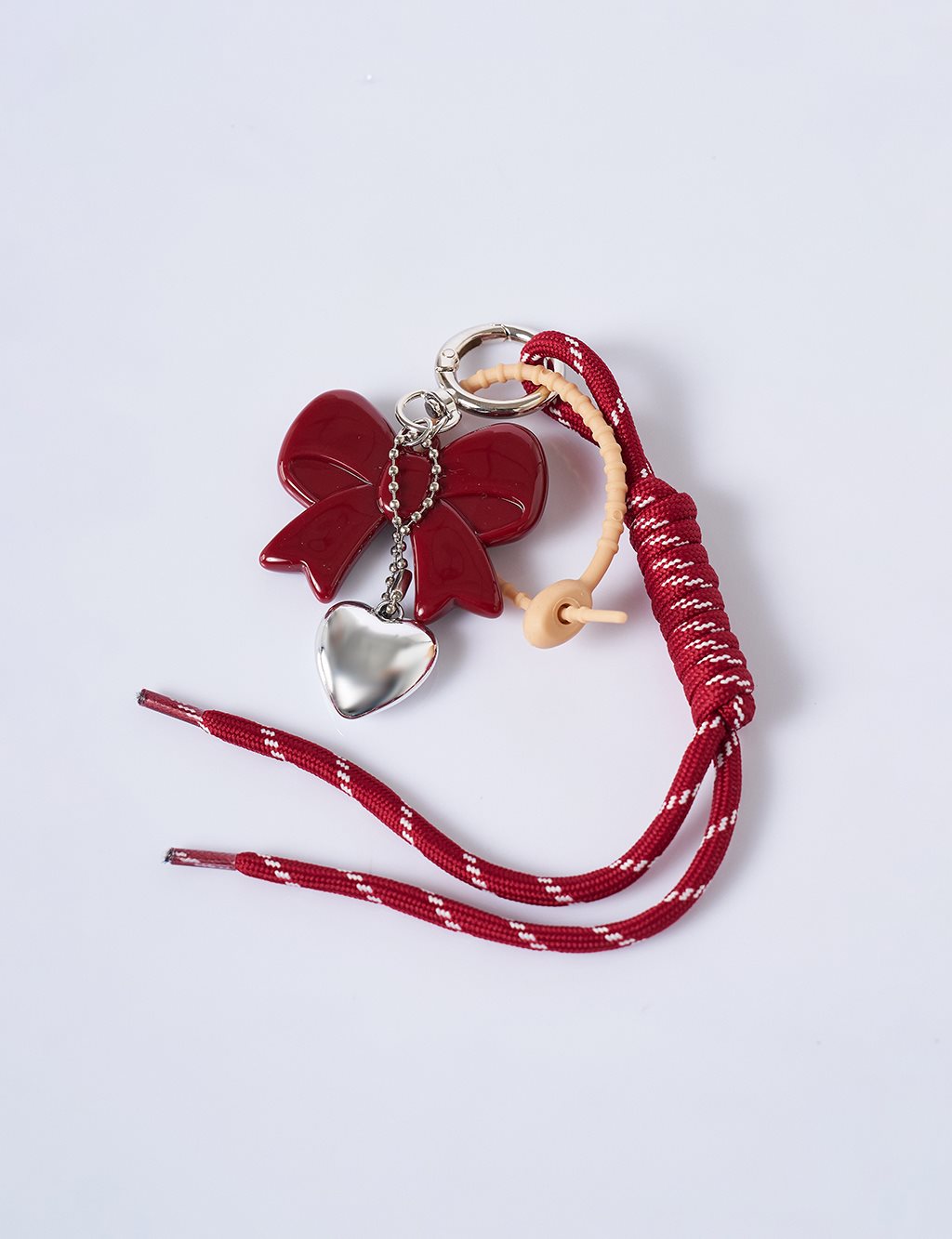 Bow Detail Charm Keychain in Burgundy