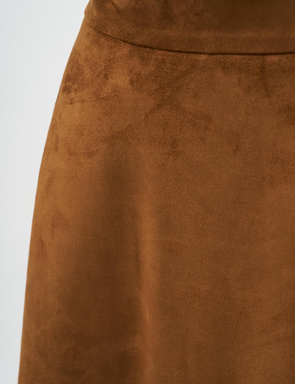 Süet Kloş Etek Camel 