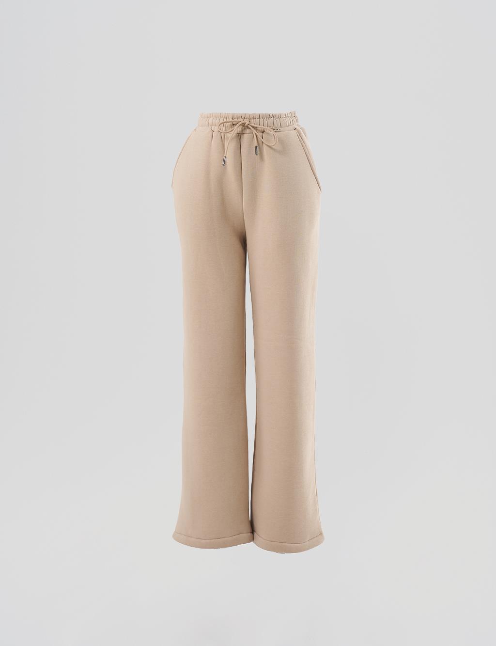 Elastic Waist Laced Pants Stone