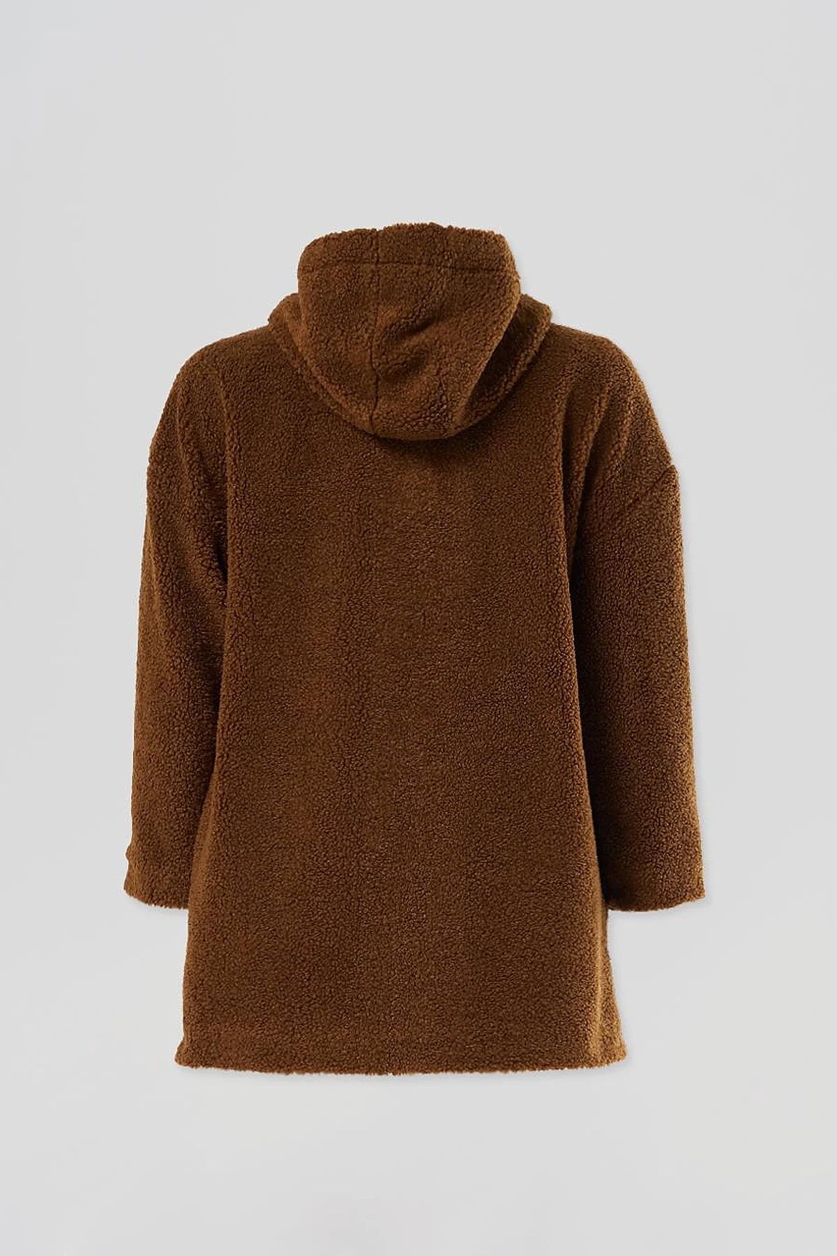 Kapüşonlu Peluş Ceket Bej