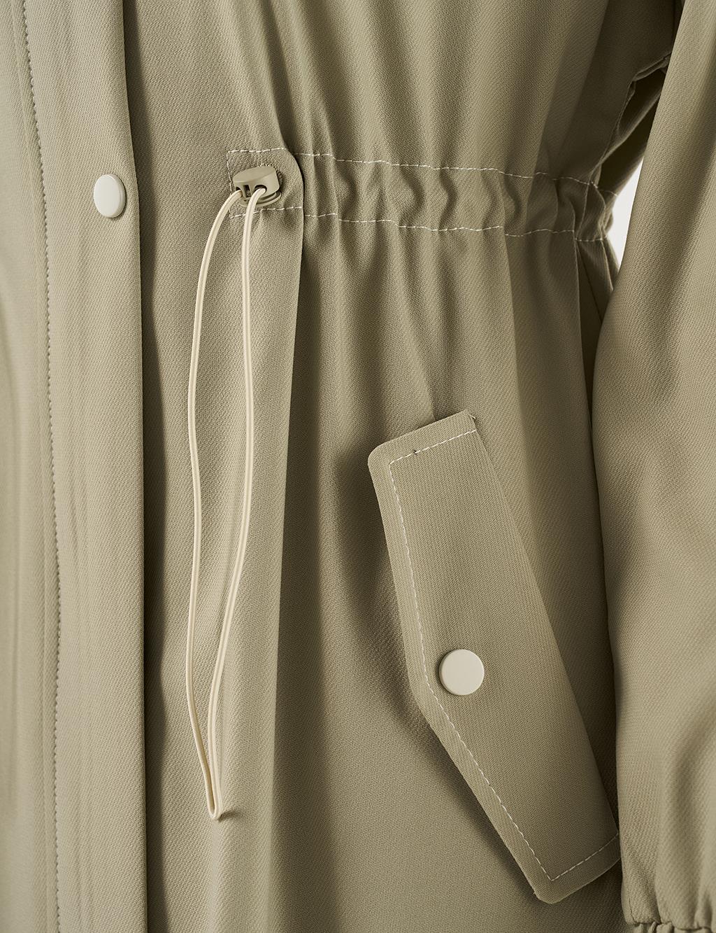 Punto Stitched Short Trench Coat Mold Green