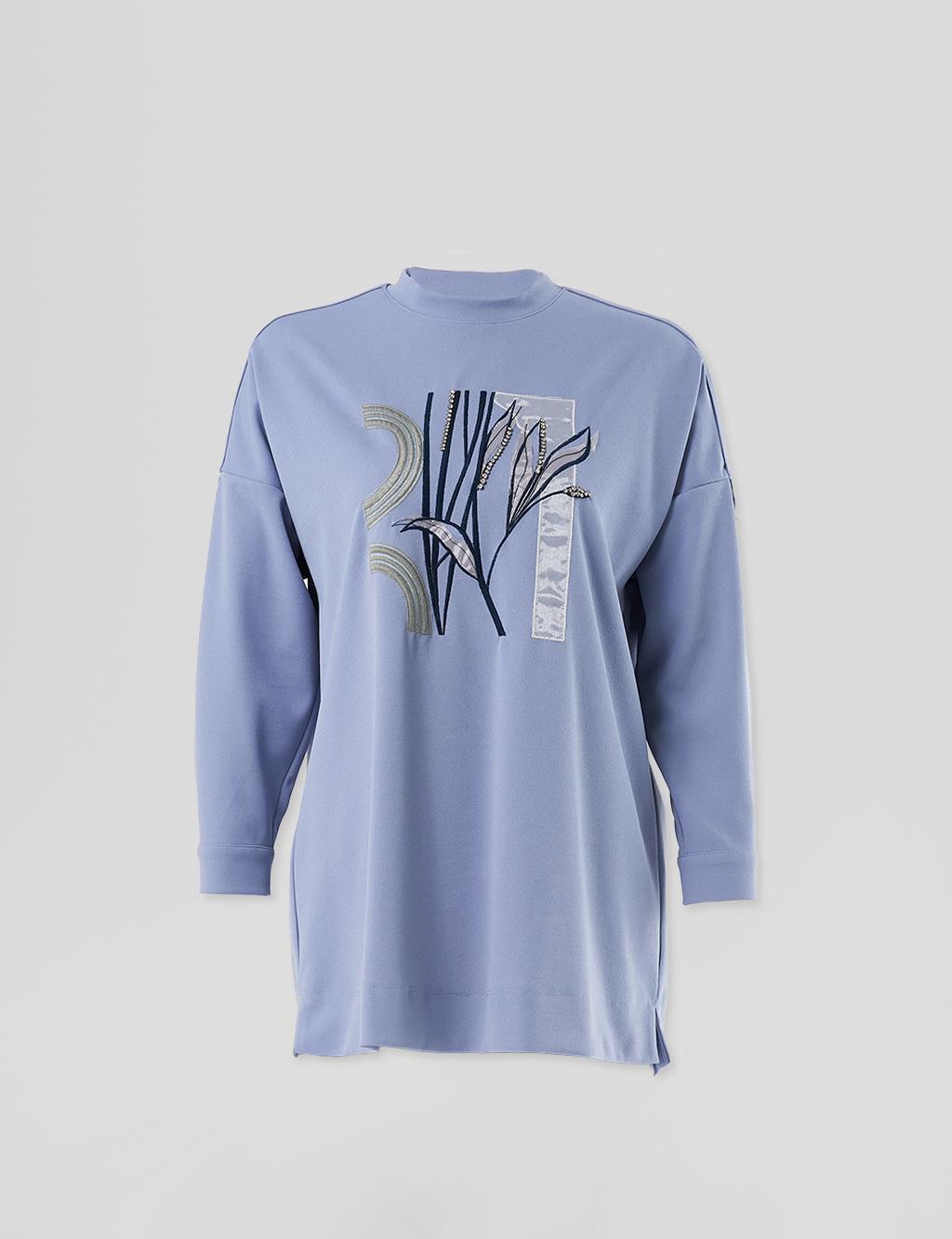 Double Suit with Embroidery Detailed Trousers, Aviator Blue