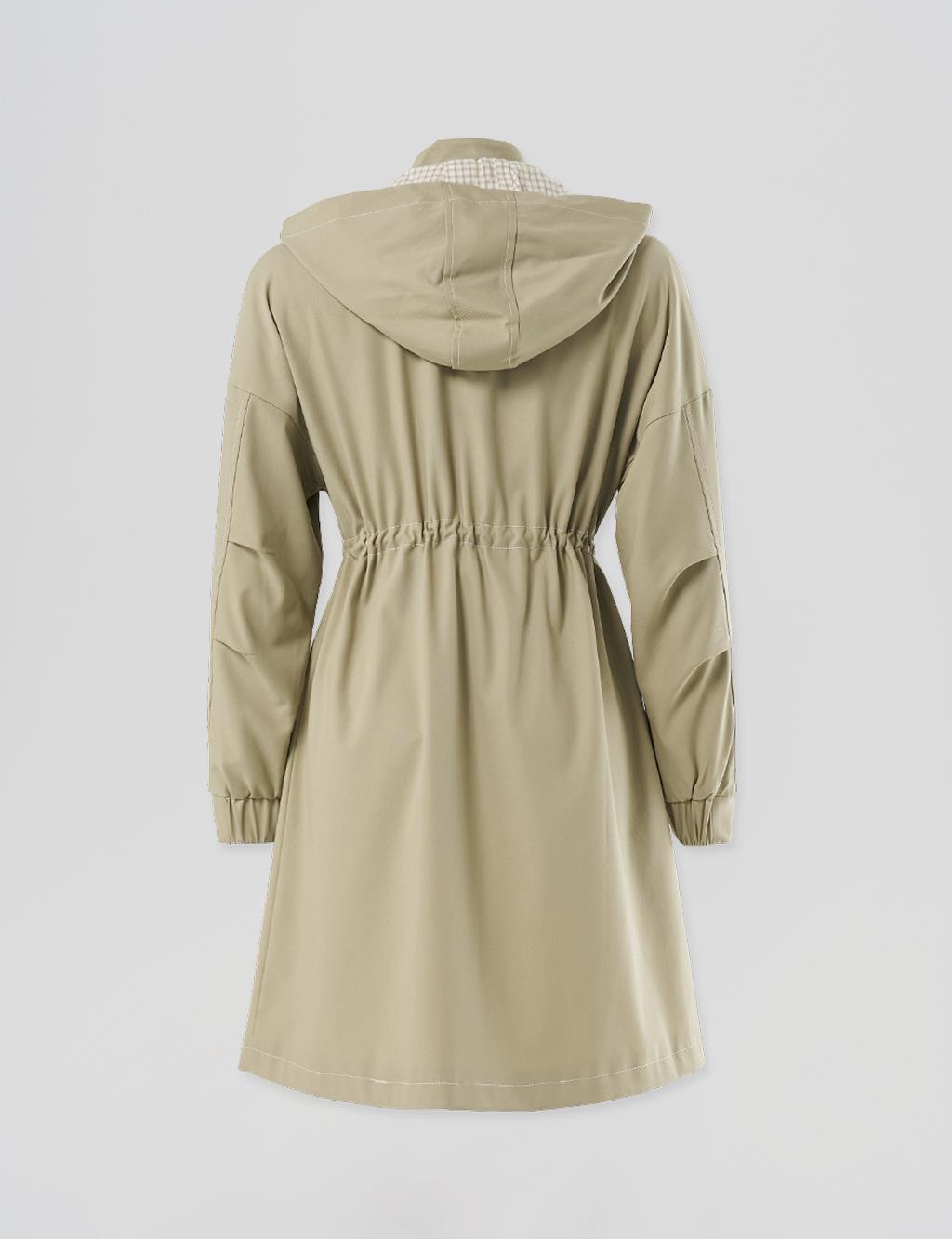 Punto Stitched Short Trench Coat Mold Green