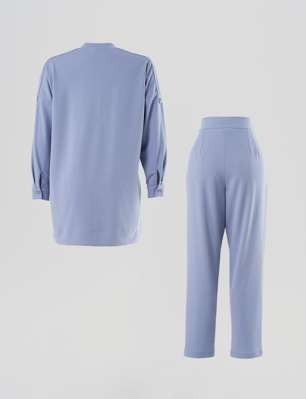 Double Suit with Embroidery Detailed Trousers, Aviator Blue