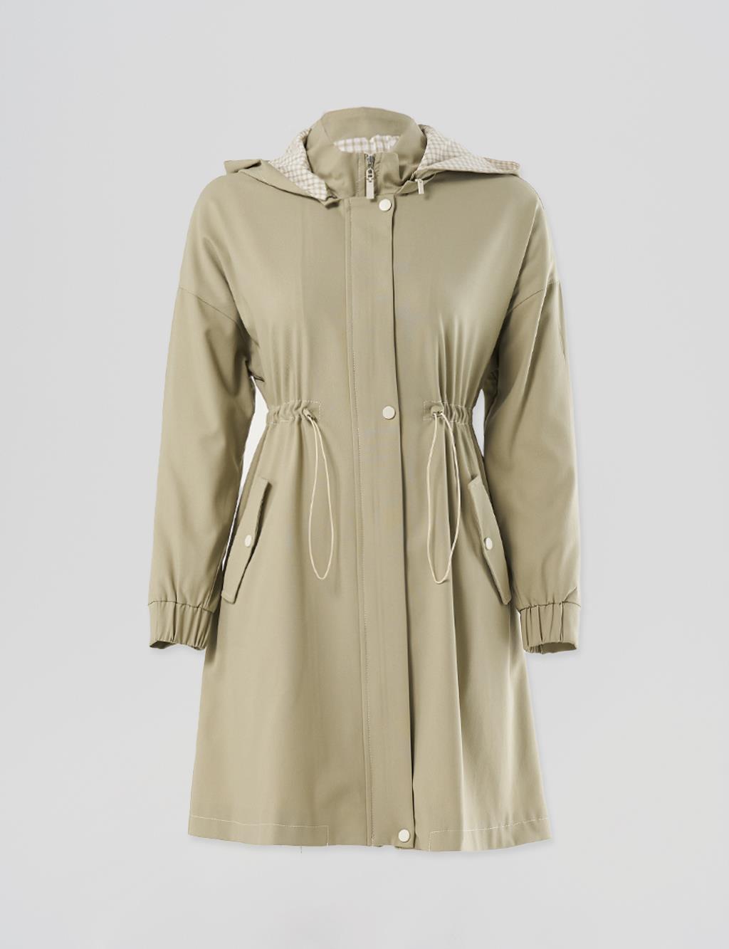 Punto Stitched Short Trench Coat Mold Green