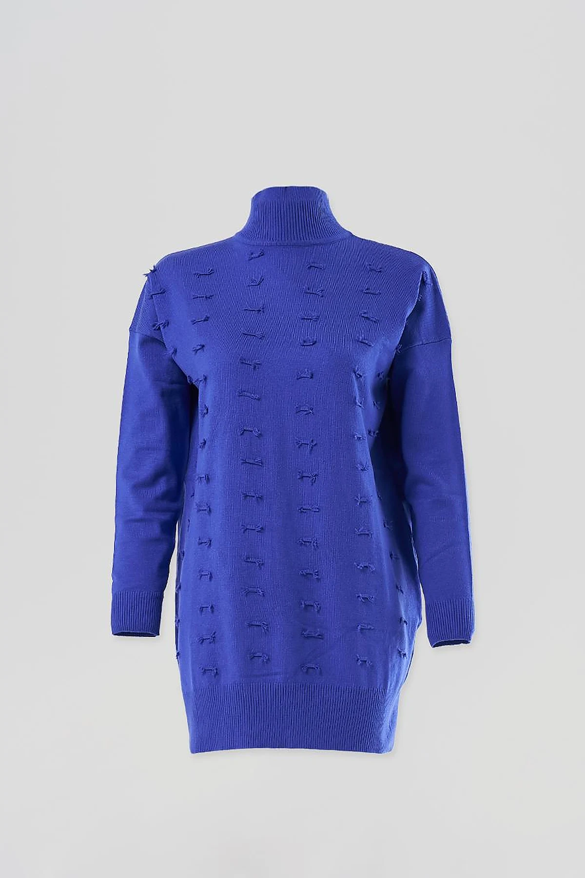 Decorative Tassel Knit Tunic in Sax