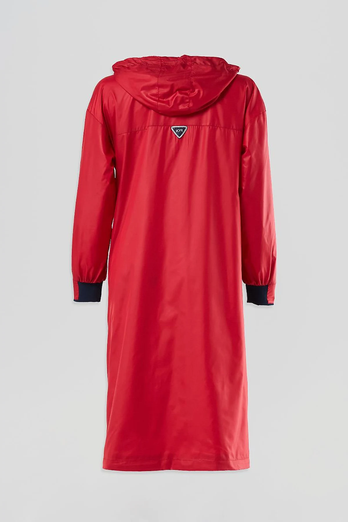 Mesh-Trimmed Hooded Long Jacket Scarlet Red