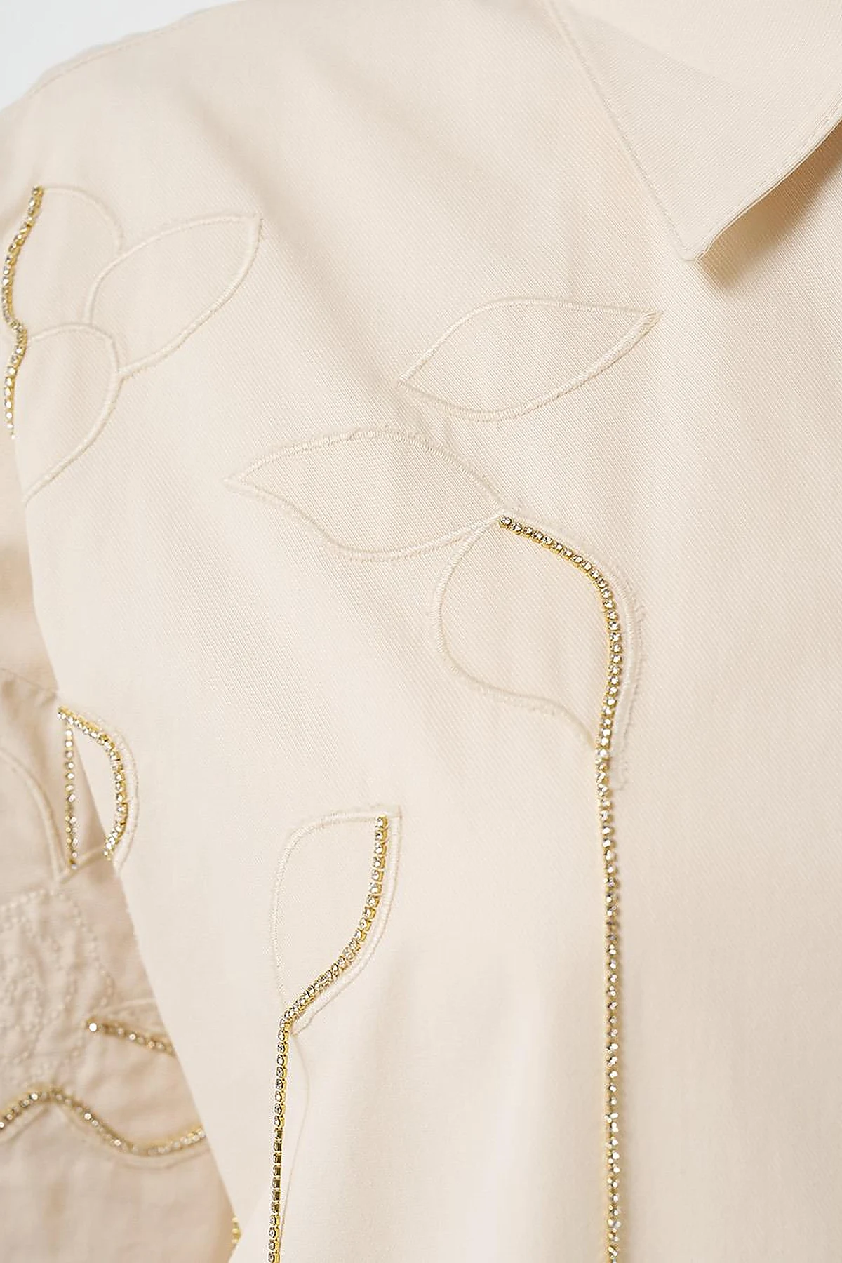 100% Cotton Stone Embellished Tunic Cream