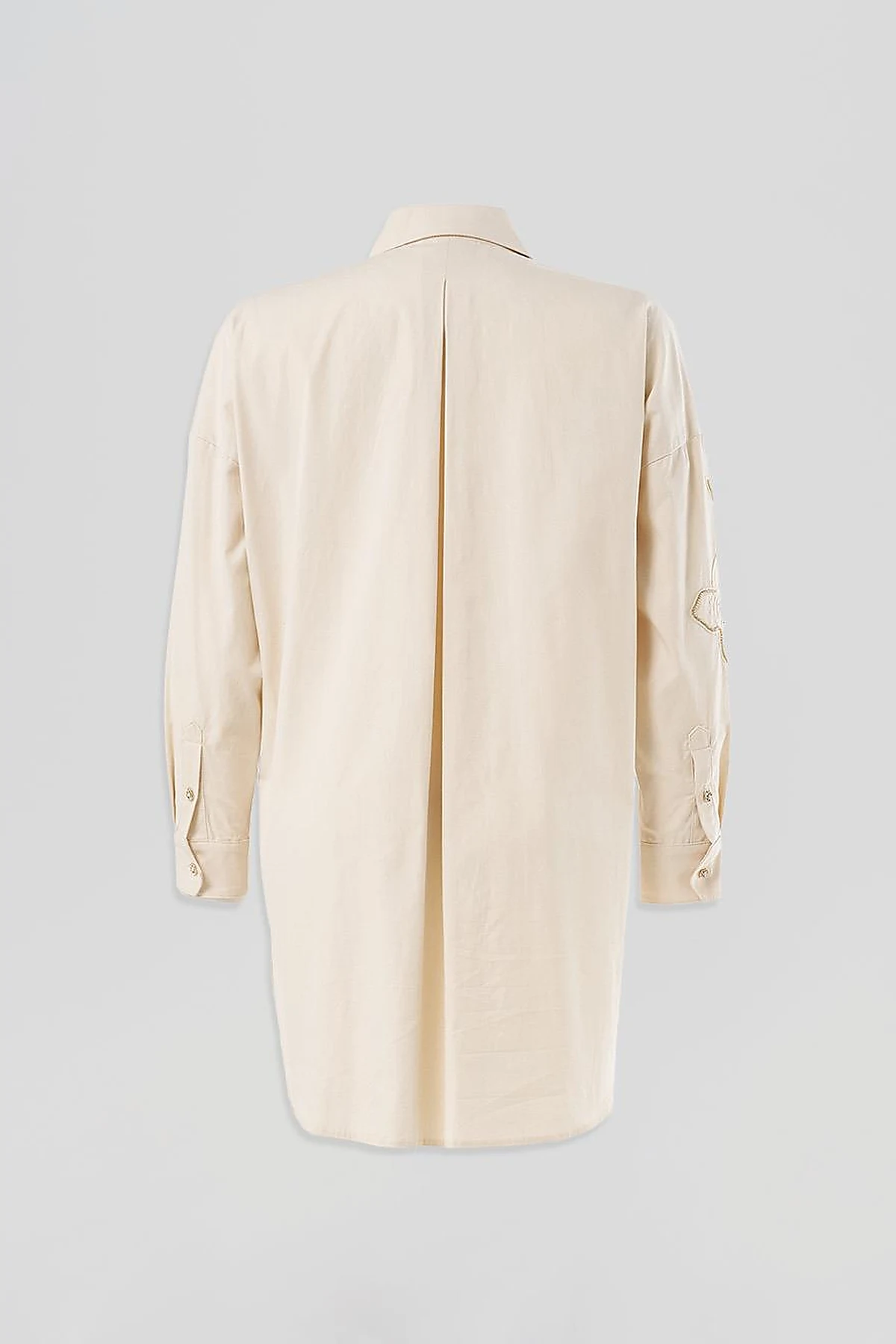 100% Cotton Stone Embellished Tunic Cream