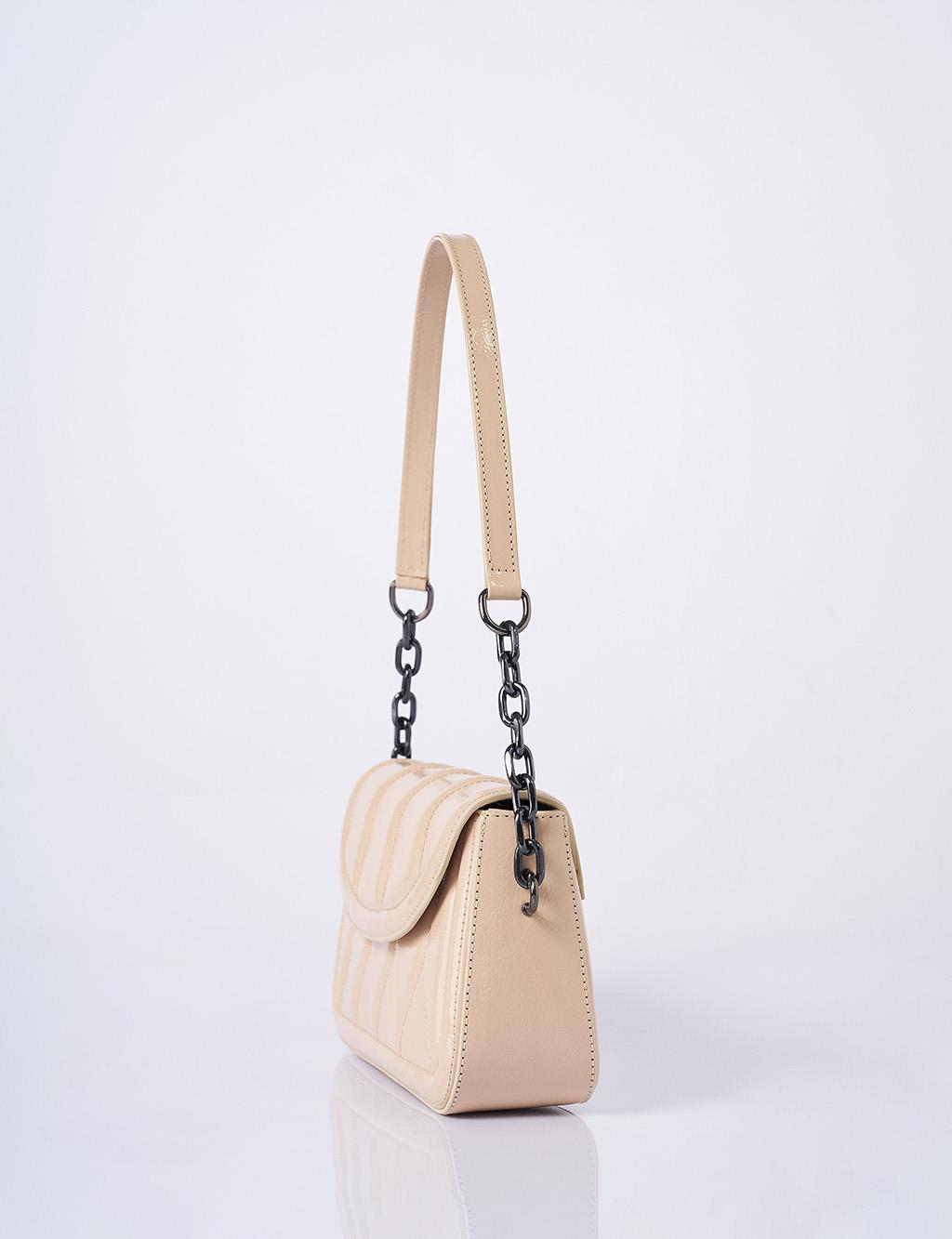 Flap Patent Baguette Bag Stone