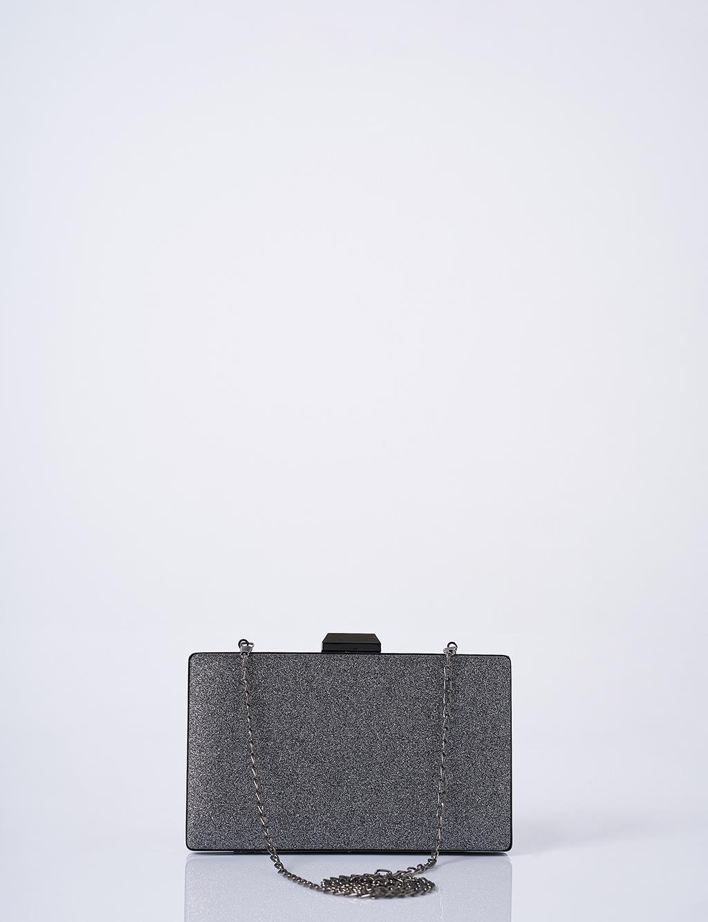 Sparkle Textured Clutch Bag Anthracite