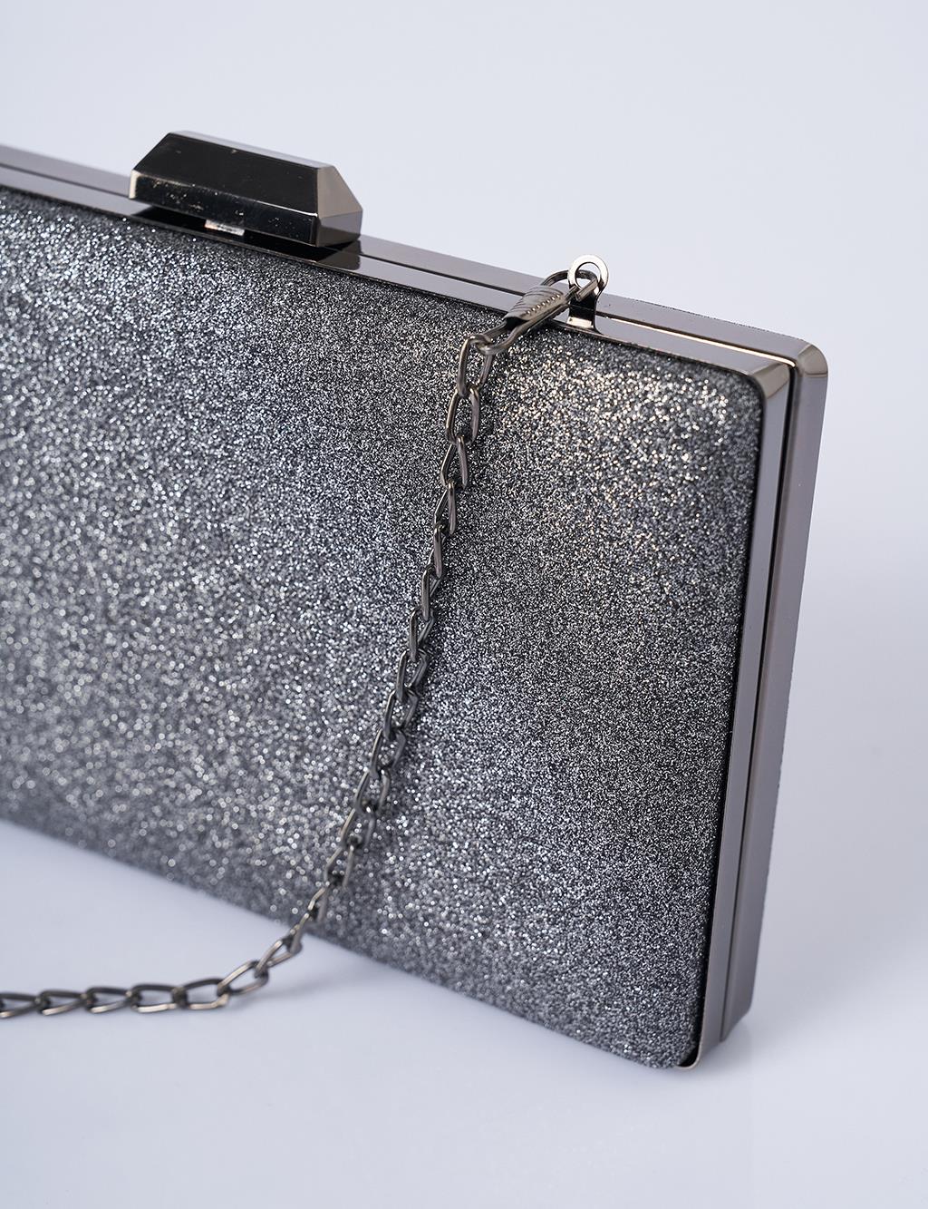 Sparkle Textured Clutch Bag Anthracite