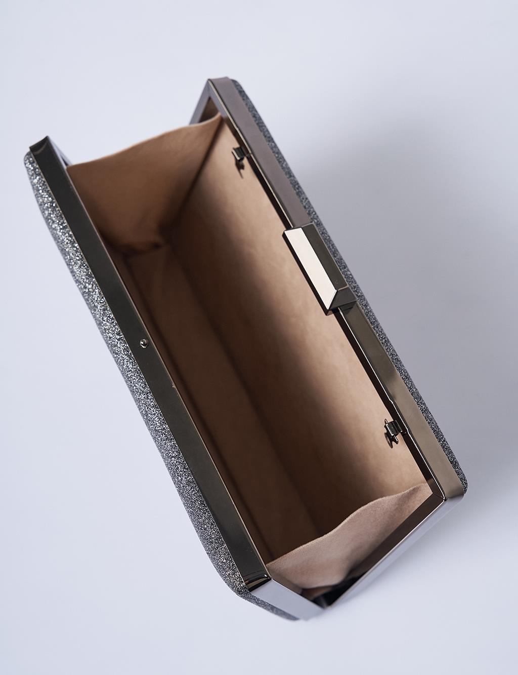 Sparkle Textured Clutch Bag Anthracite